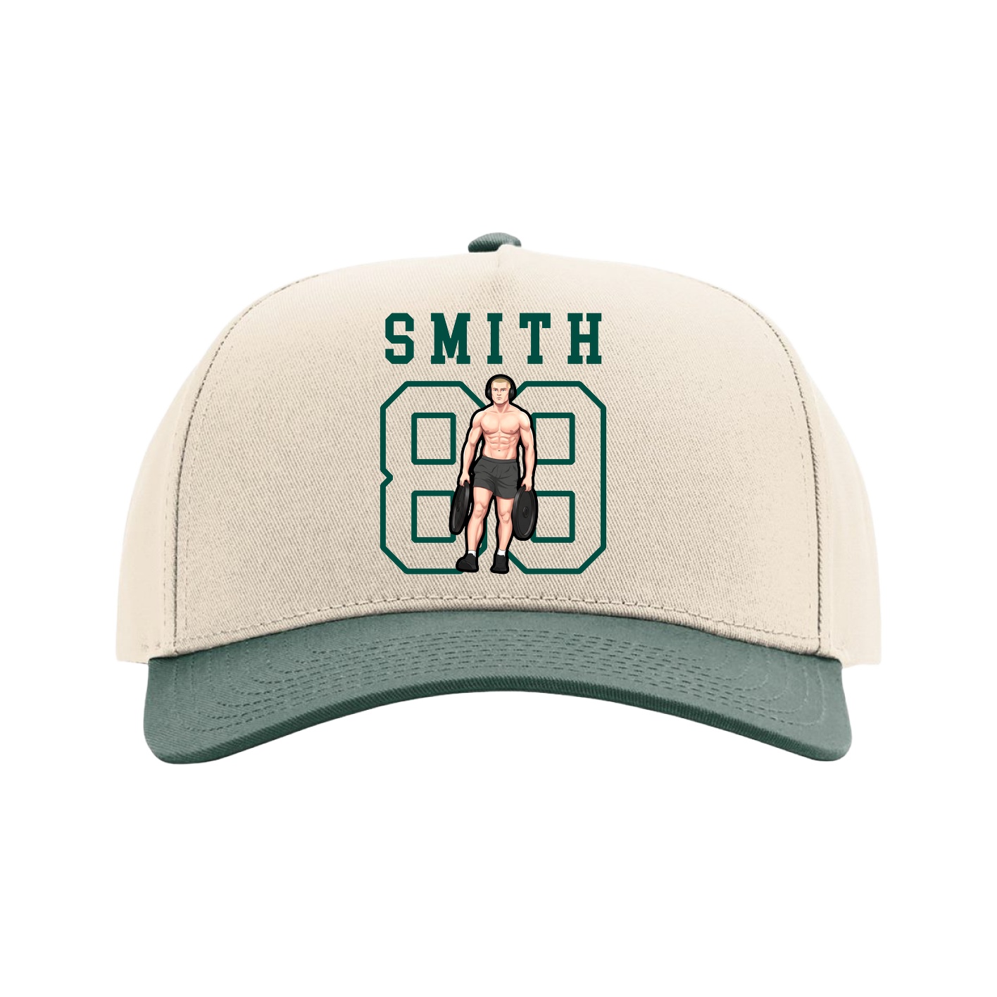Full Fabric Five-Panel Champ Cap — Shirsey in Cream/Green