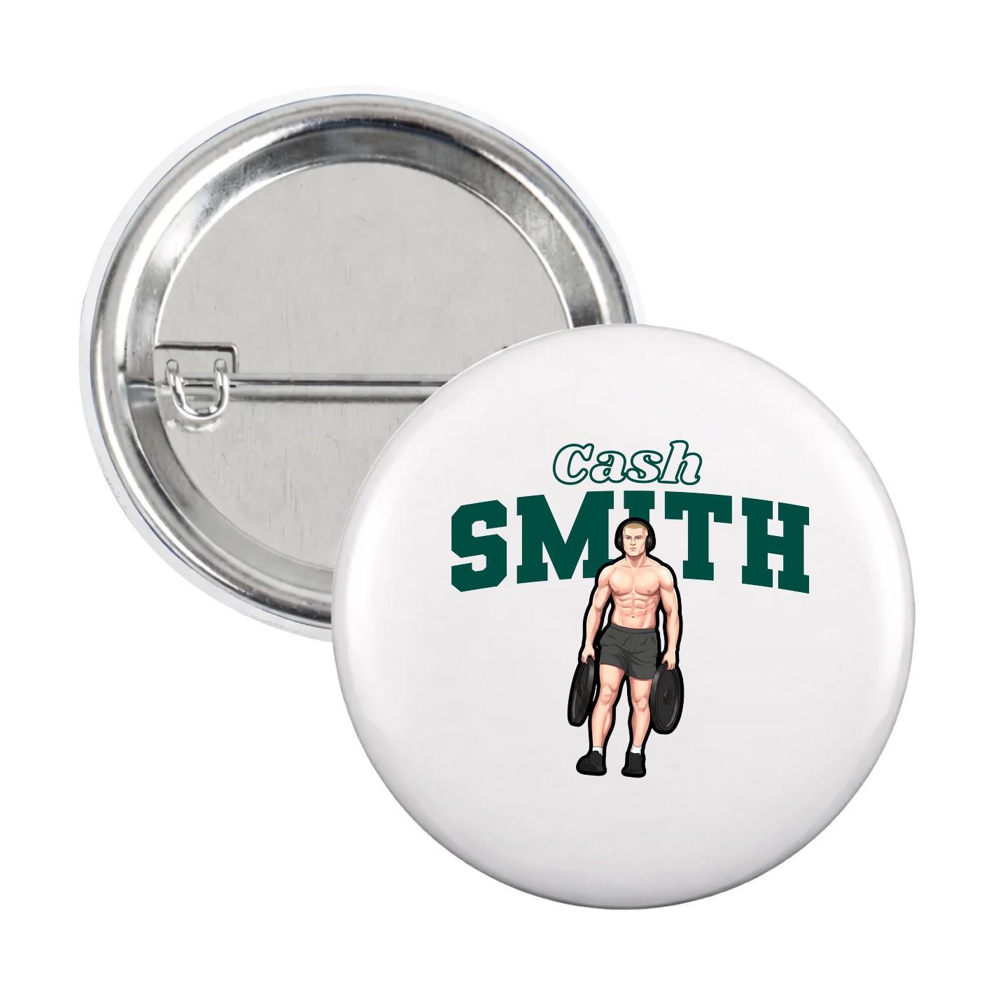 Game Day Button — Name Arch in White