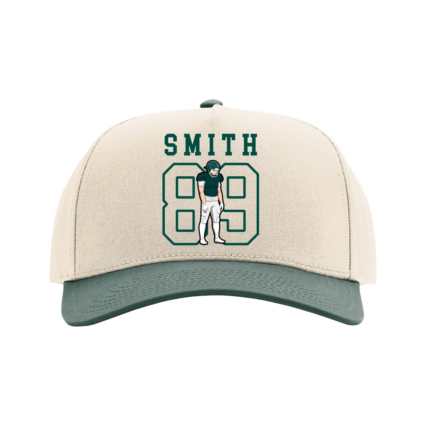 Full Fabric Five-Panel Champ Cap — Shirsey in Cream/Green