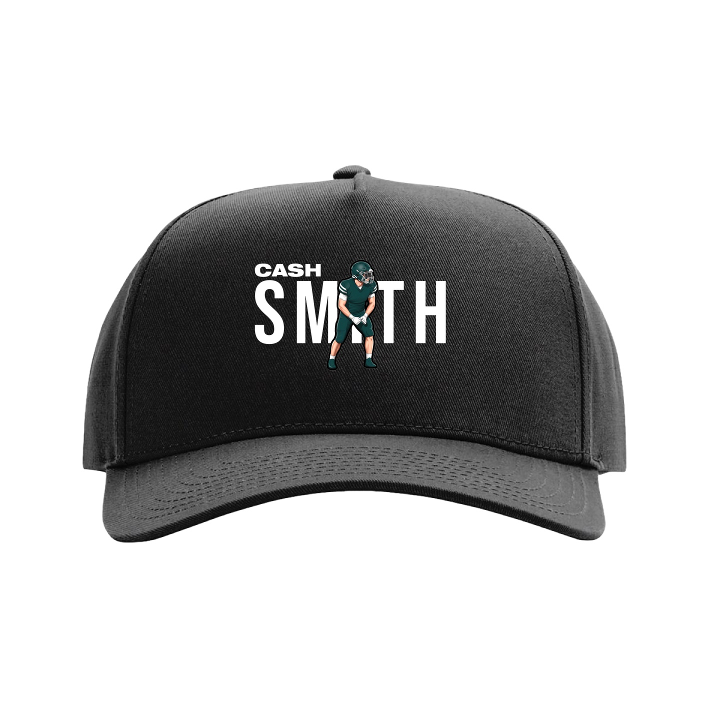 Full Fabric Five-Panel Champ Cap — Player Name in Black