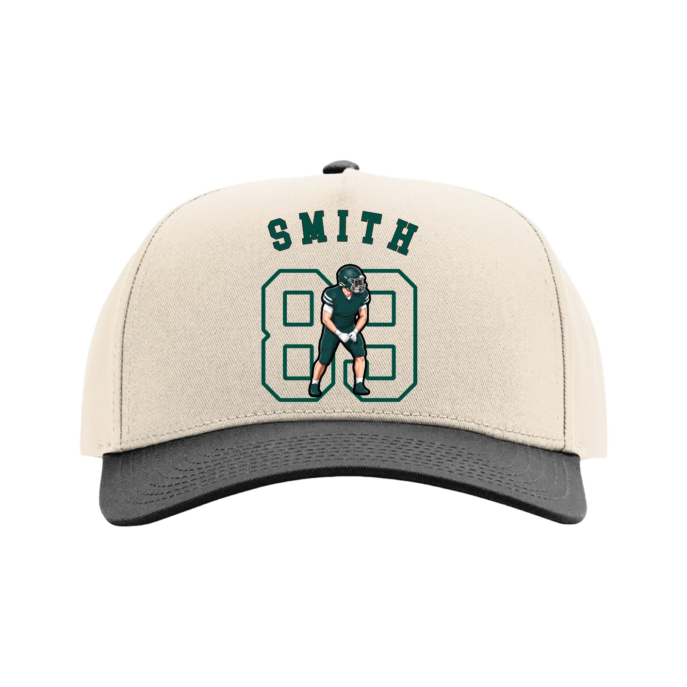 Full Fabric Five-Panel Champ Cap — Shirsey Arch in Cream/Black