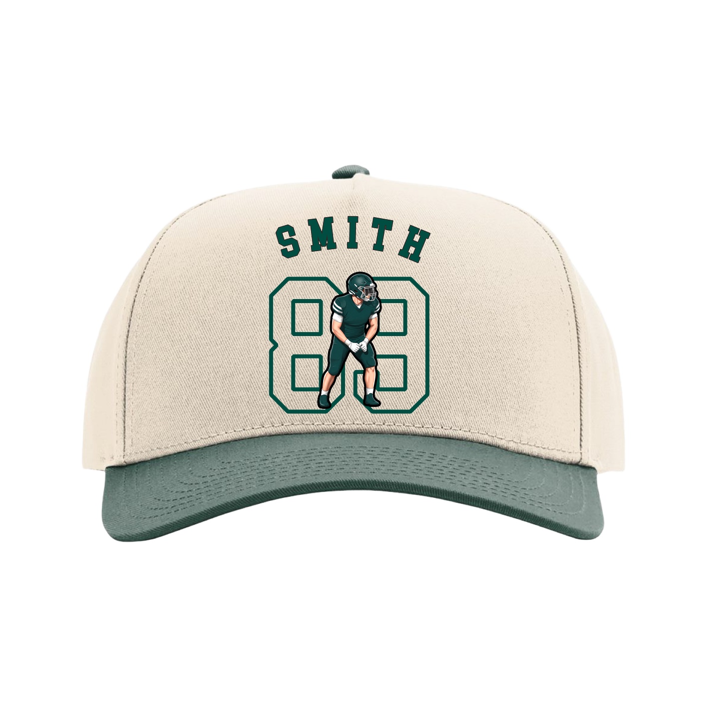 Full Fabric Five-Panel Champ Cap — Shirsey Arch in Cream/Green