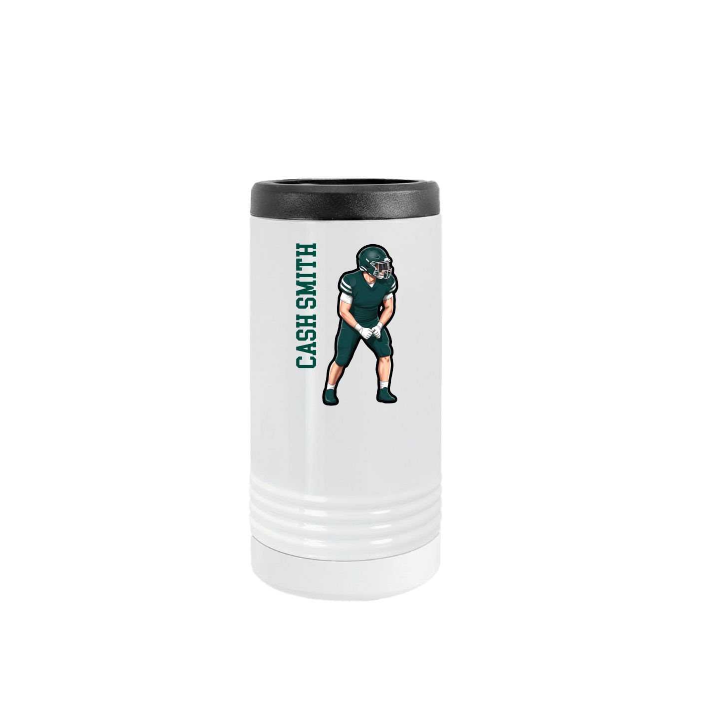 Slim Beverage Holder — Name Vertical in White