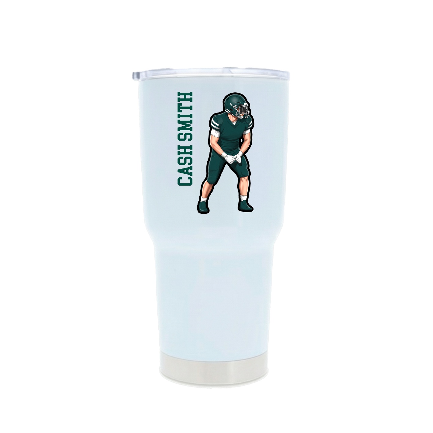 30oz Stainless Steel Tumbler — Name Vertical in White
