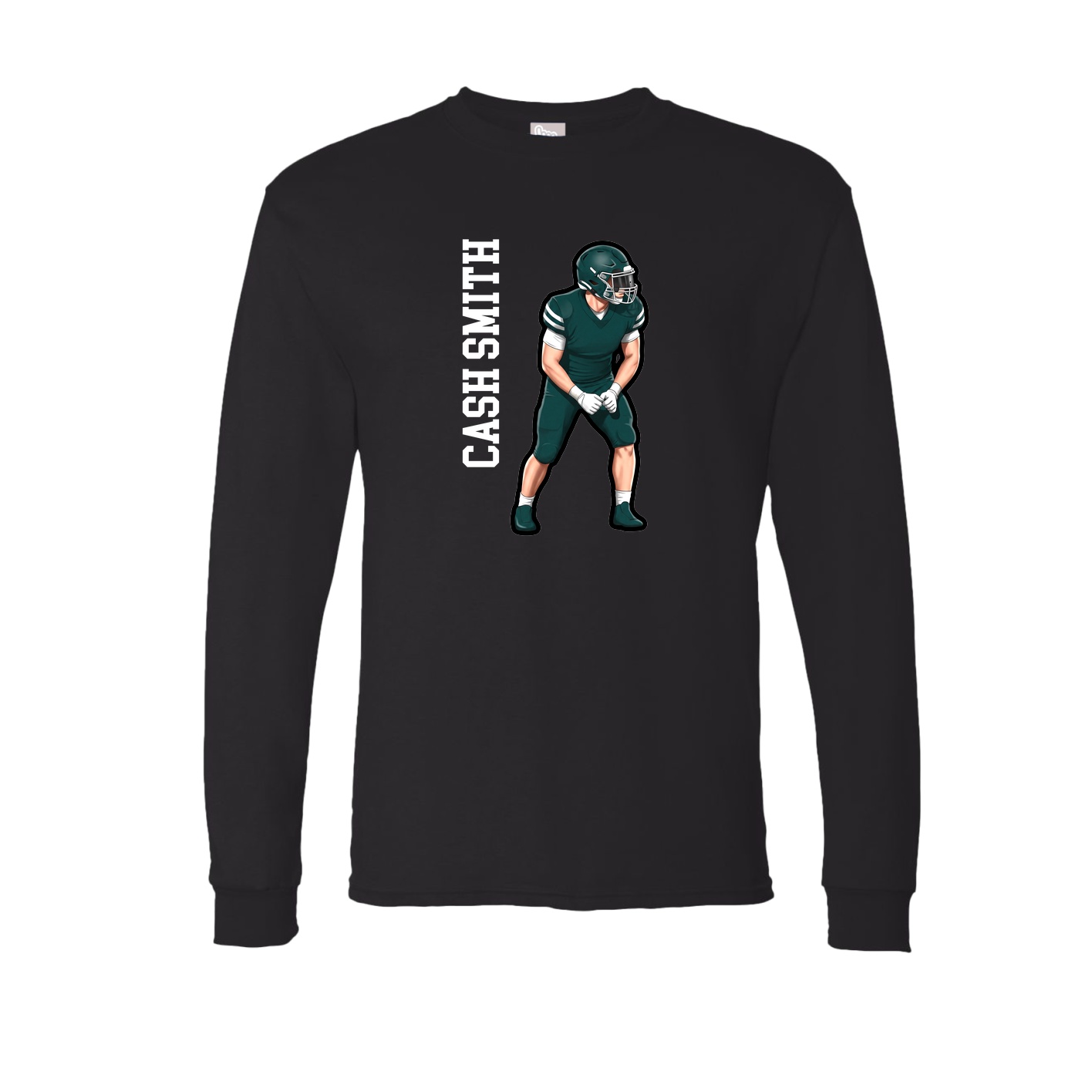 Long Sleeve Tee — Name Vertical in Black