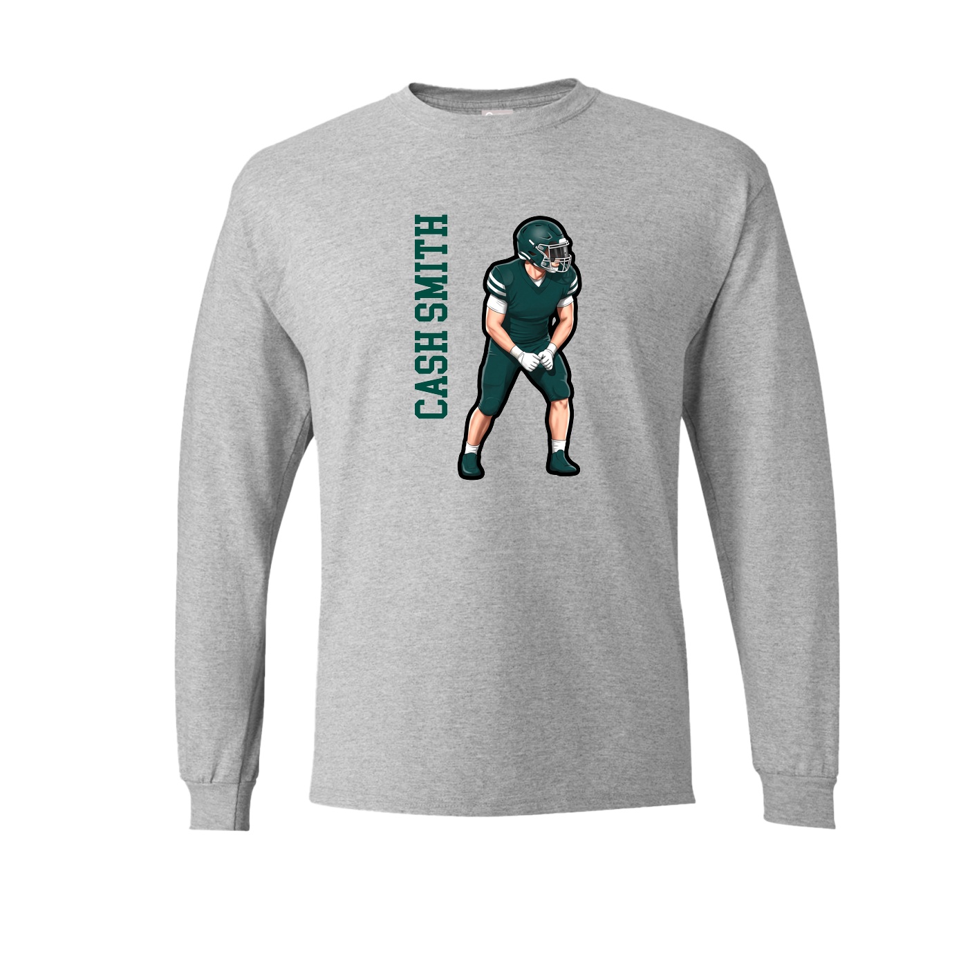 Long Sleeve Tee — Name Vertical in Grey