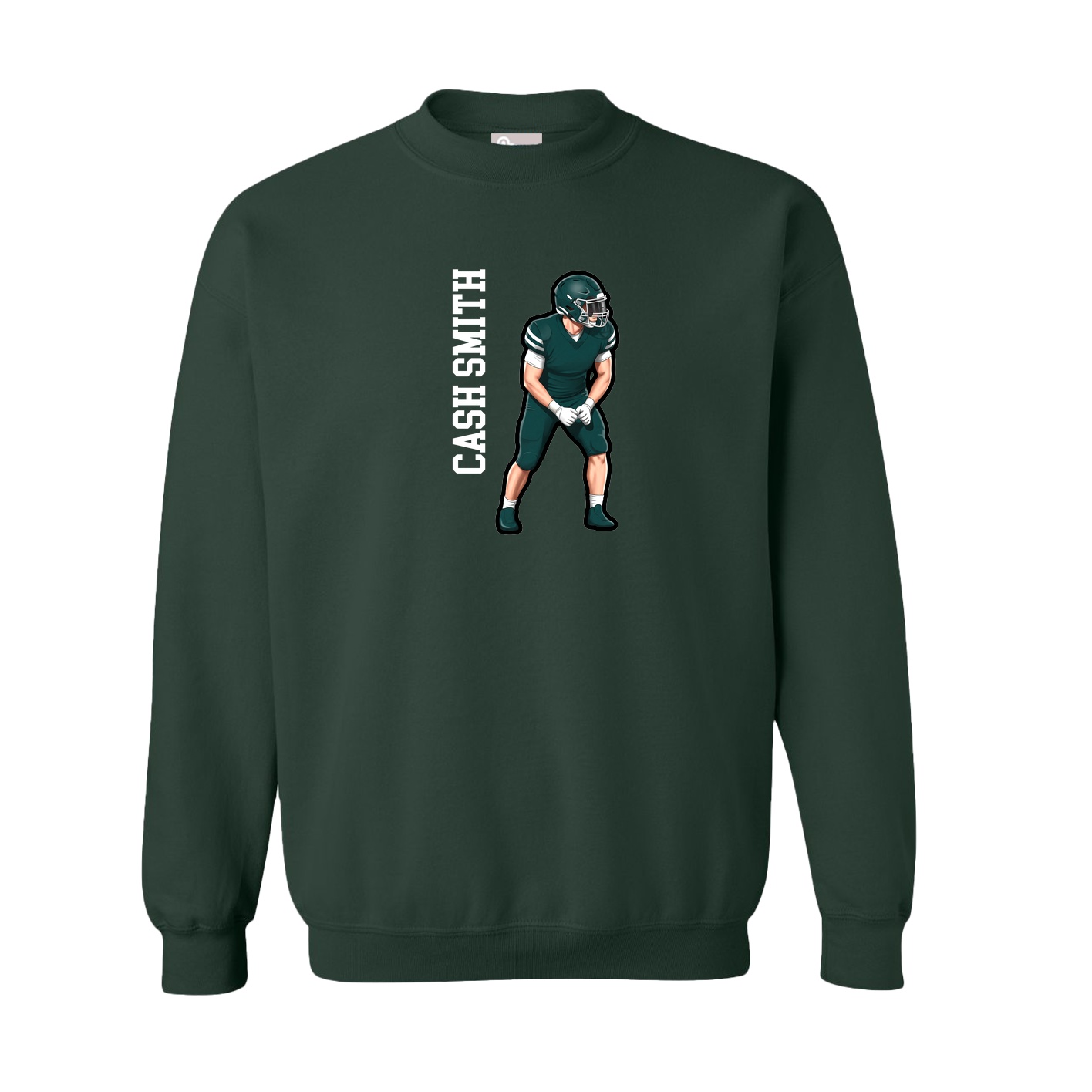 Fleece Crew — Name Vertical in Green