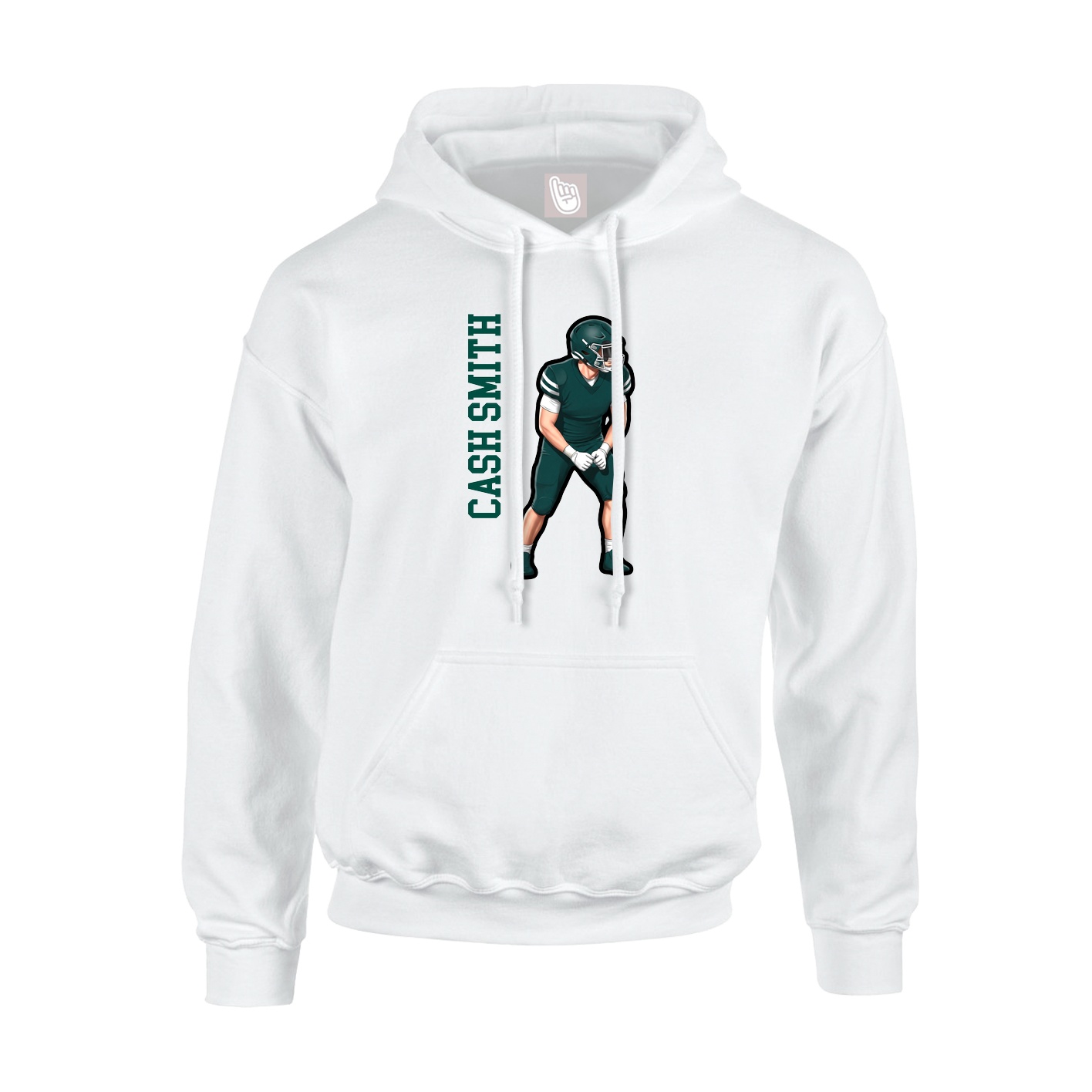 Youth Hoodie — Name Vertical in White