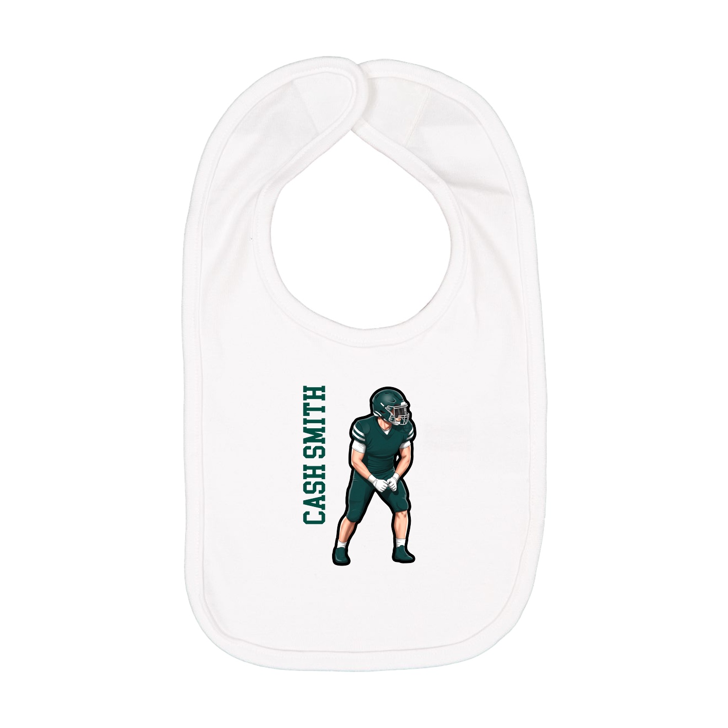 Infant Bib — Name Vertical in White