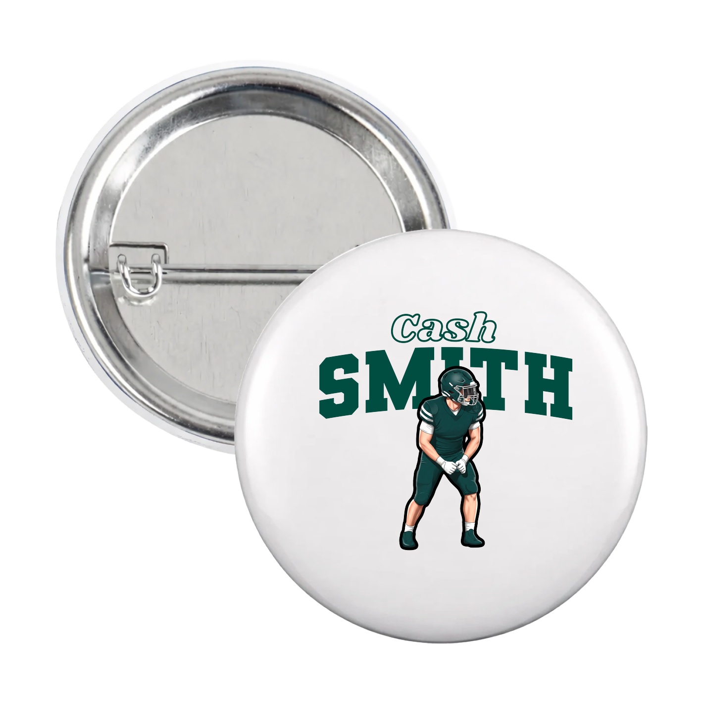Game Day Button — Name Arch in White