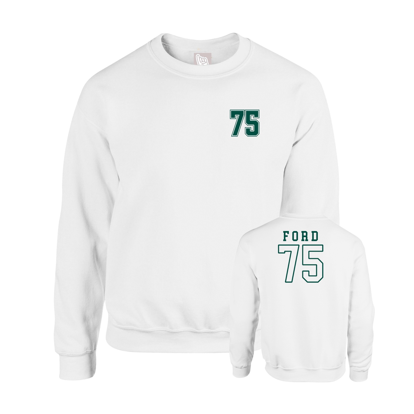 Fleece Crew — Chest Back in White