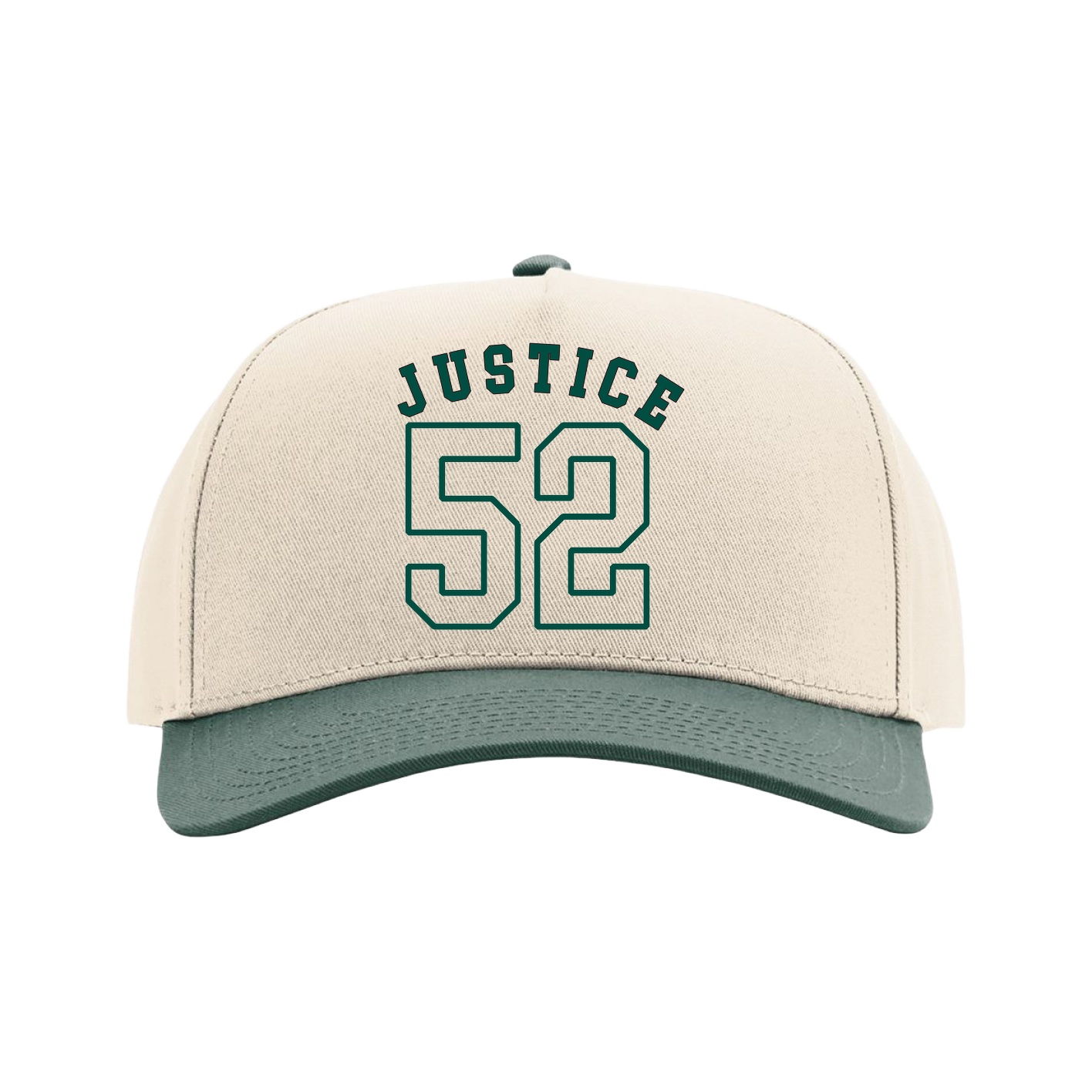 Full Fabric Five-Panel Champ Cap — Shirsey Arch in Cream/Green