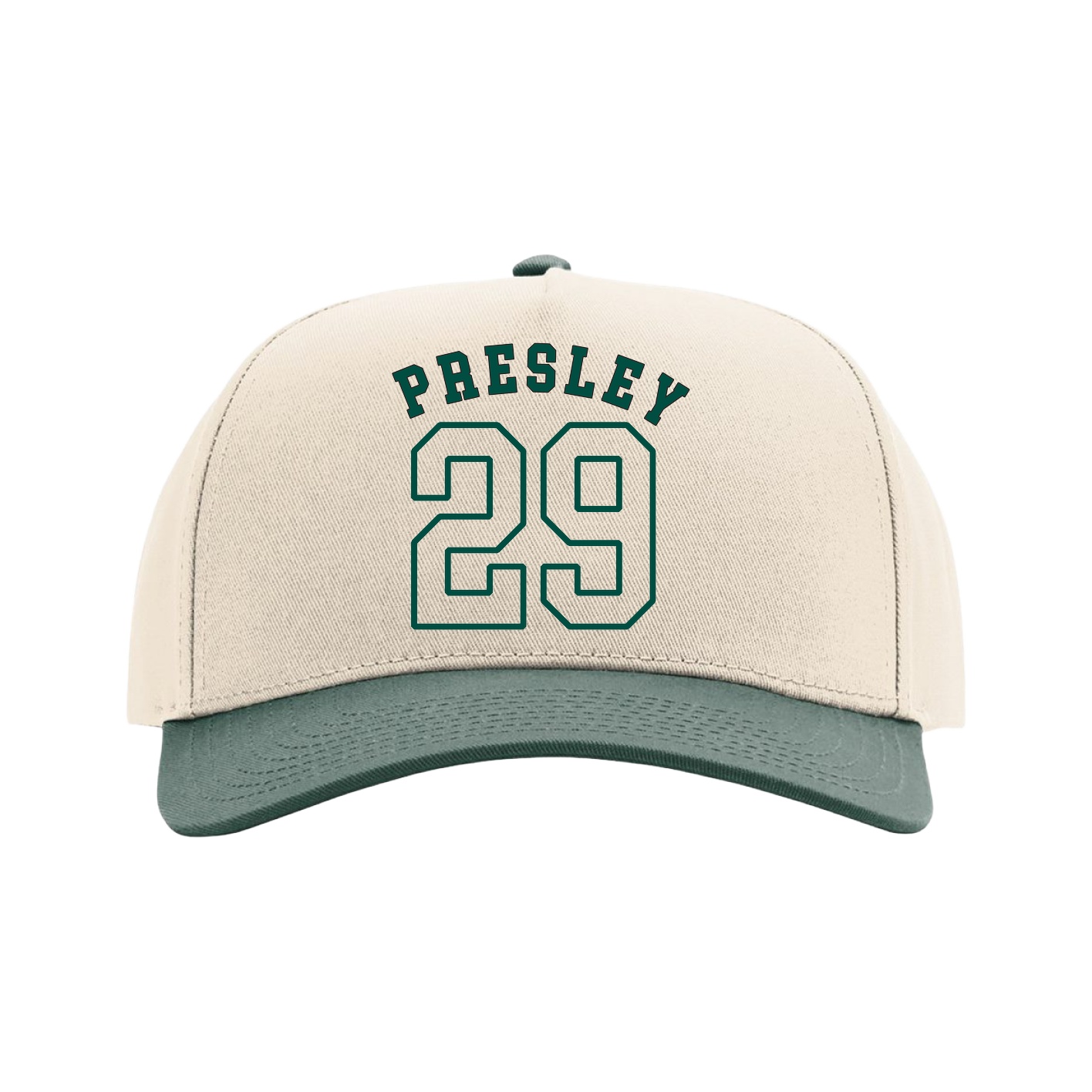 Full Fabric Five-Panel Champ Cap — Shirsey Arch in Cream/Green