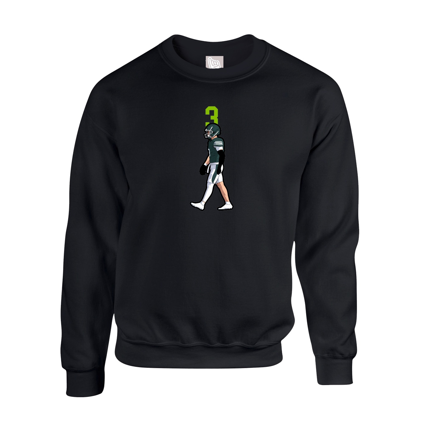 Fleece Crew — Number Top in Black