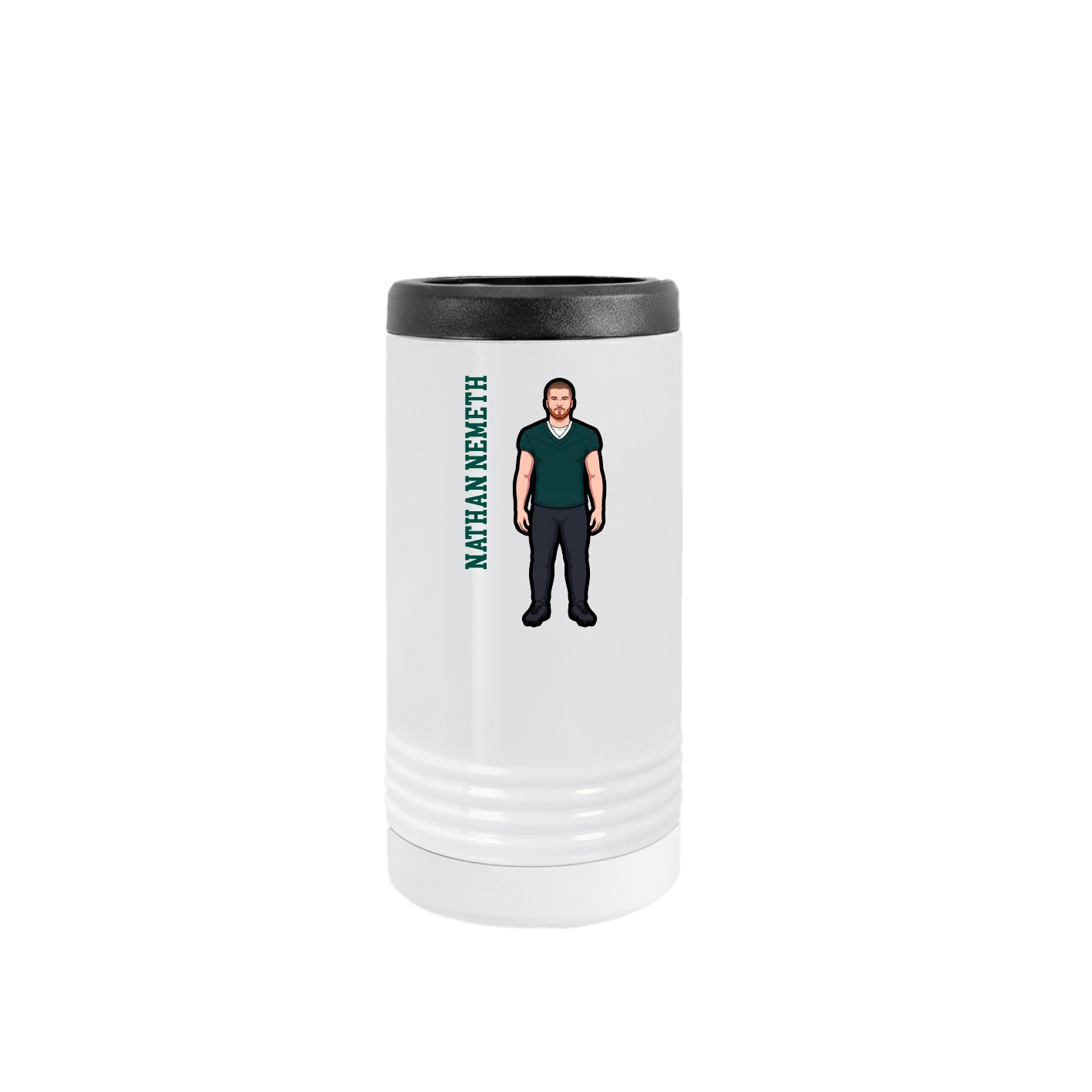 Slim Beverage Holder — Name Vertical in White