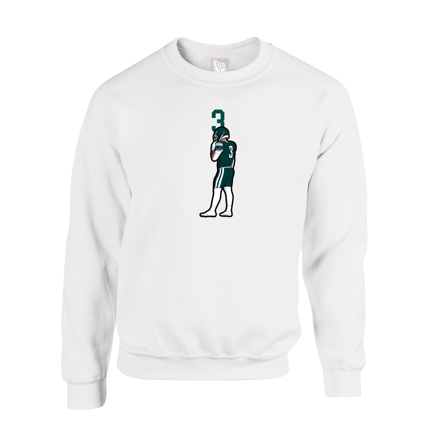 Fleece Crew — Number Top in White