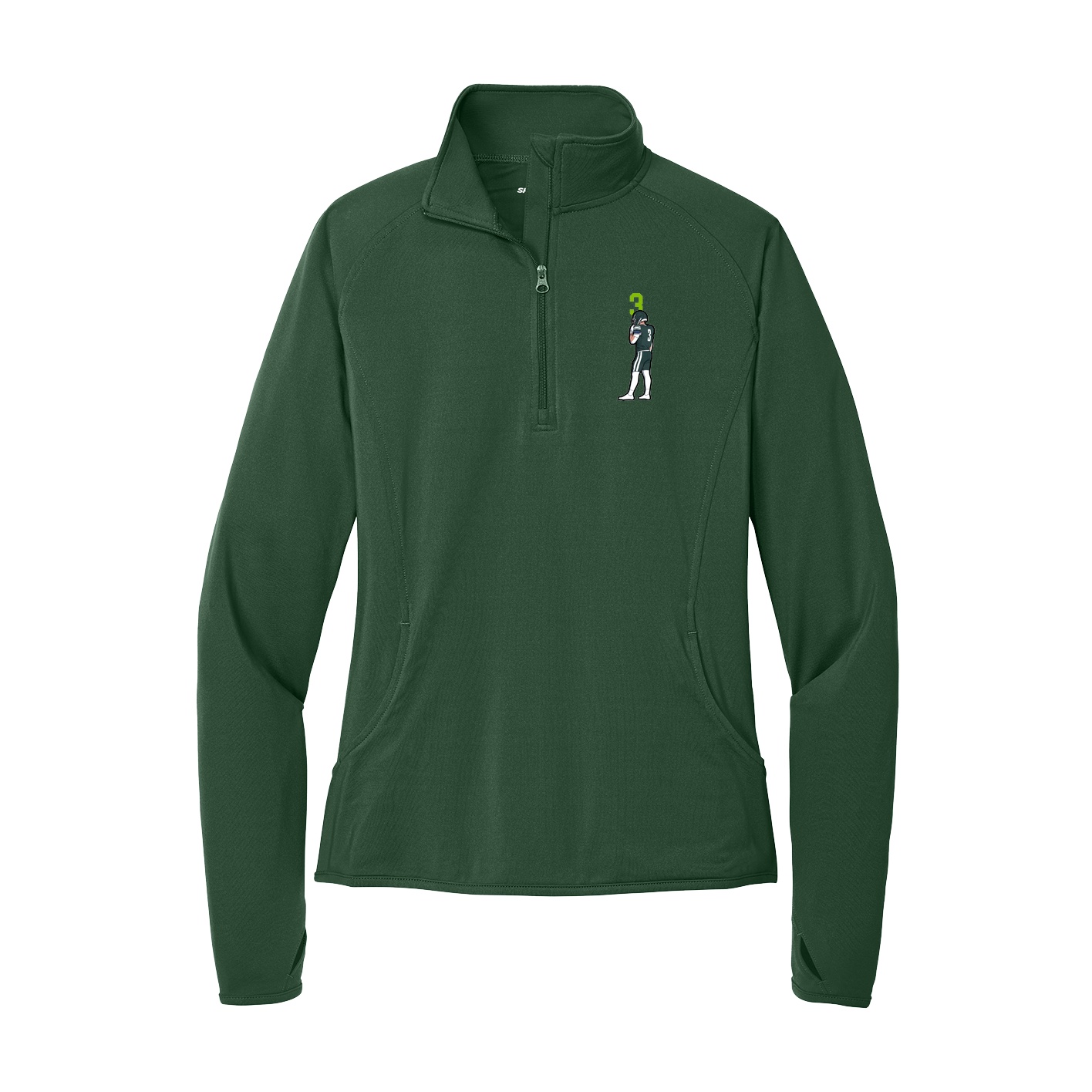 Women's Q-Zip Pullover — Number Top in Green