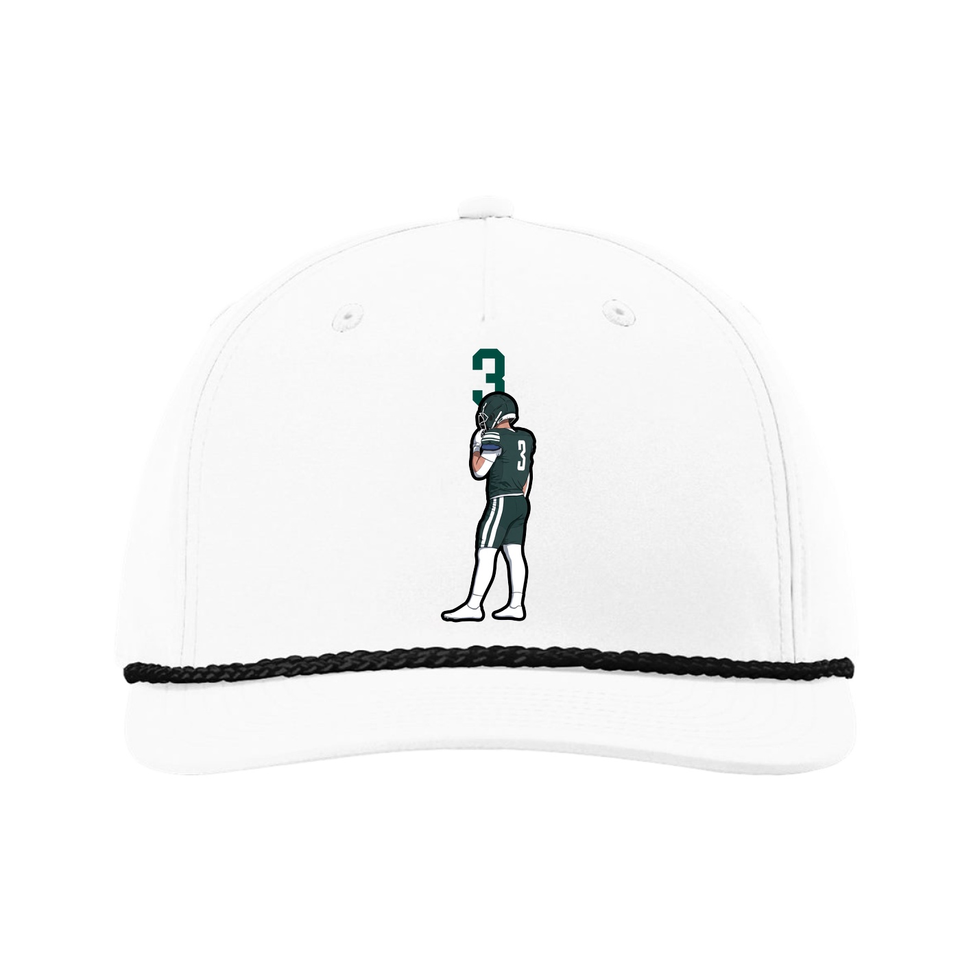 Five-Panel Classic Rope Cap — Number Top in White