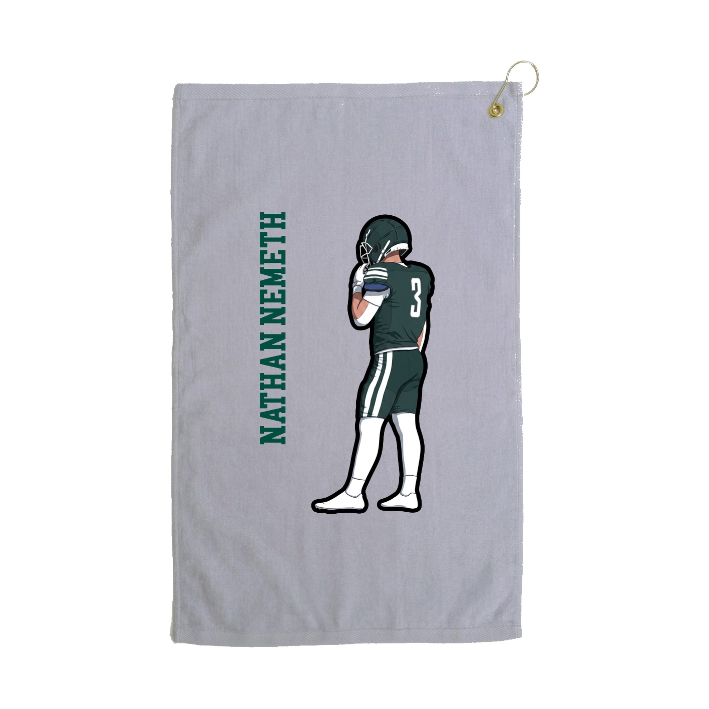 Golf Towel — Name Vertical in Grey