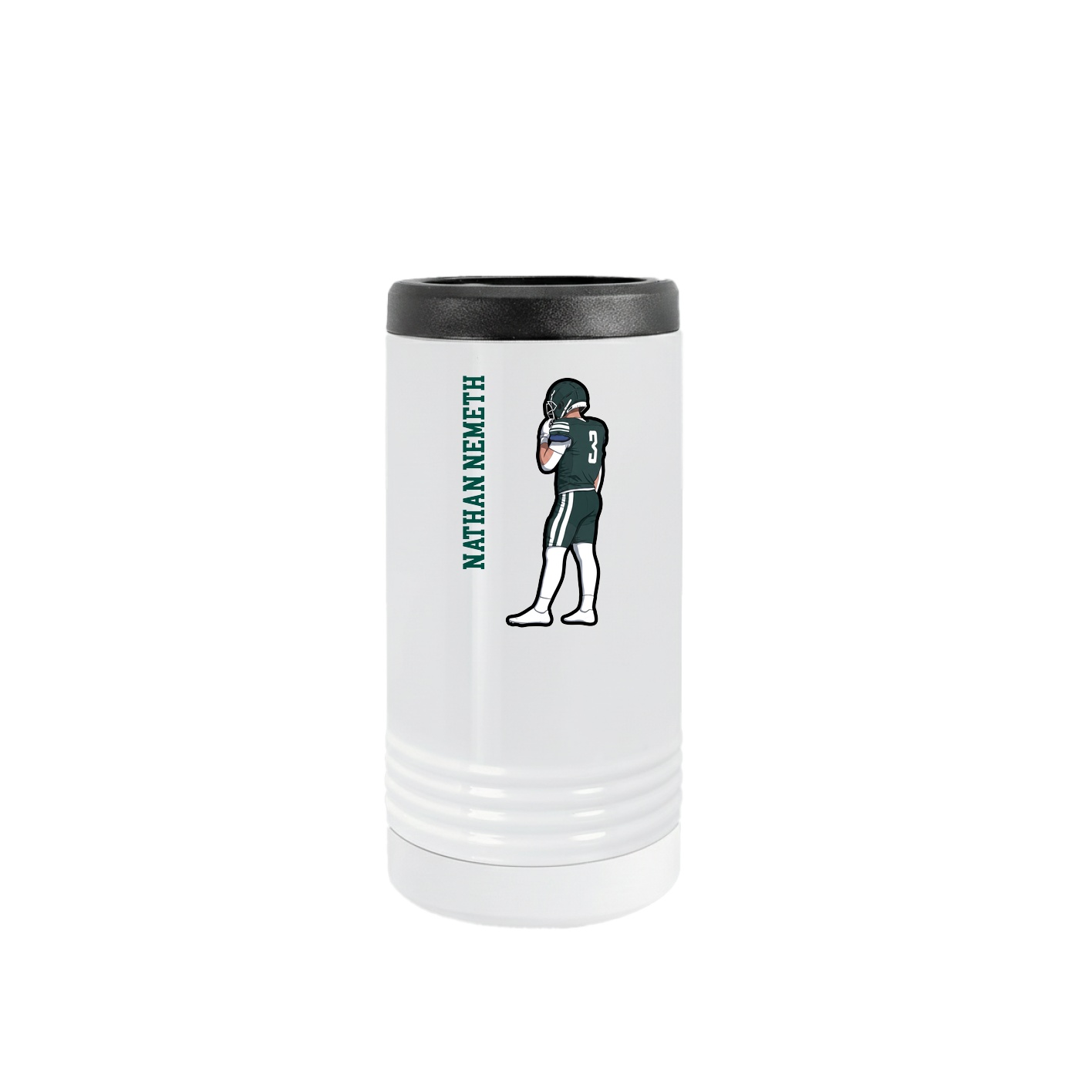 Slim Beverage Holder — Name Vertical in White
