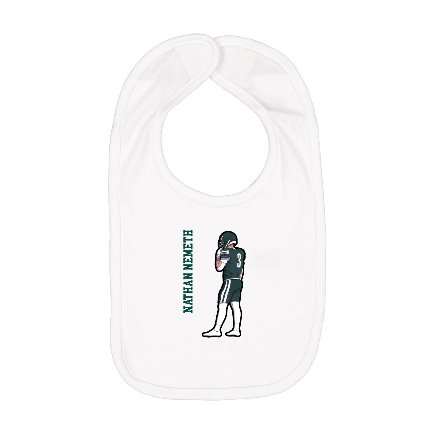 Infant Bib — Name Vertical in White