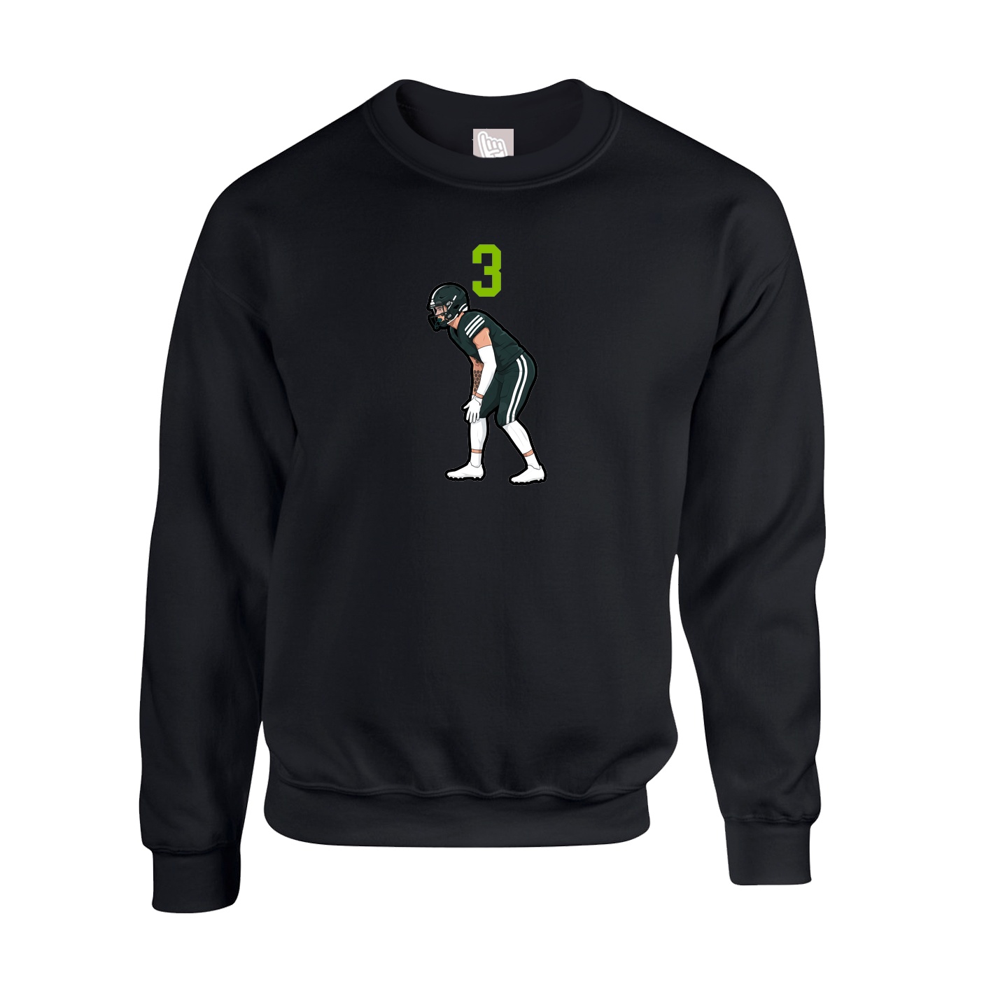 Fleece Crew — Number Top in Black