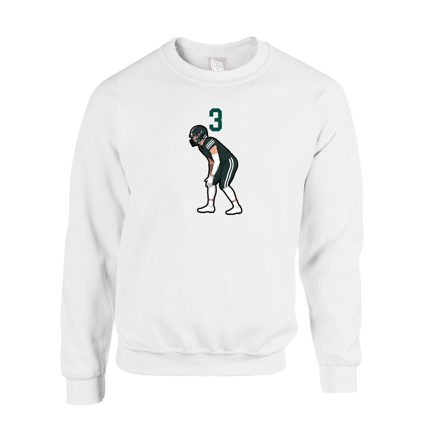 Fleece Crew — Number Top in White