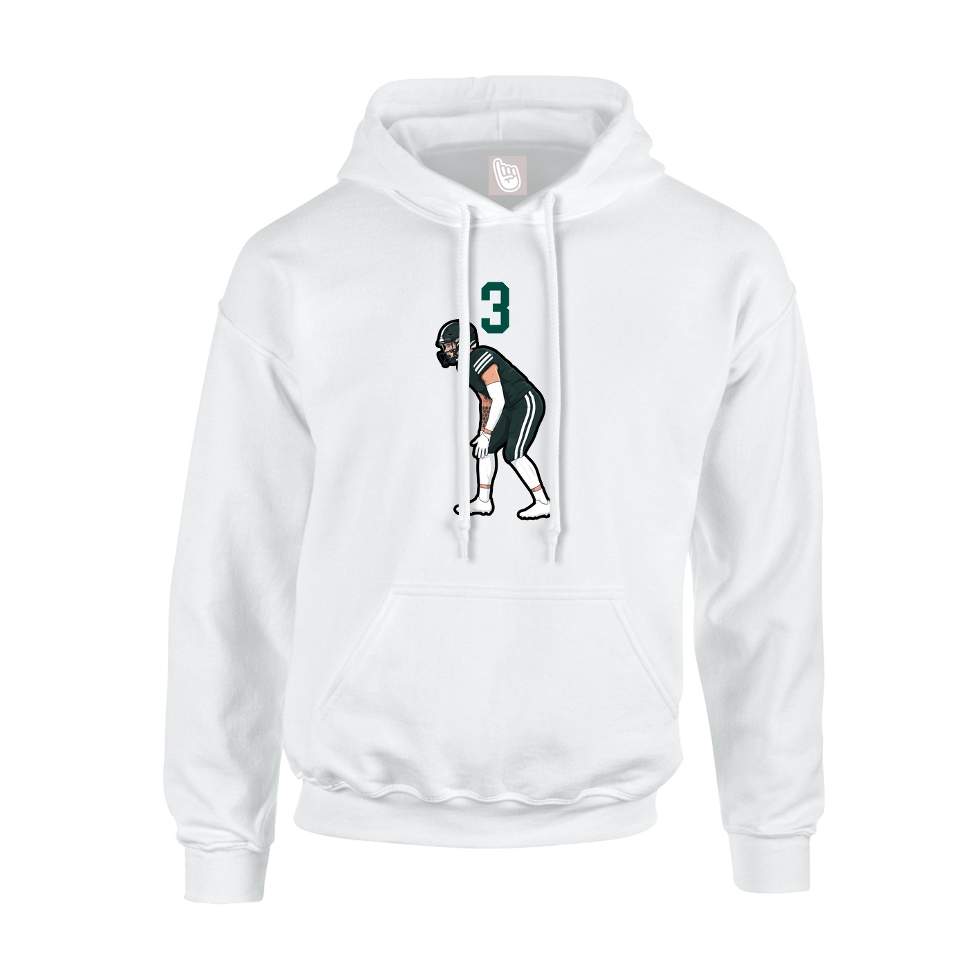 Youth Hoodie — Number Top in White