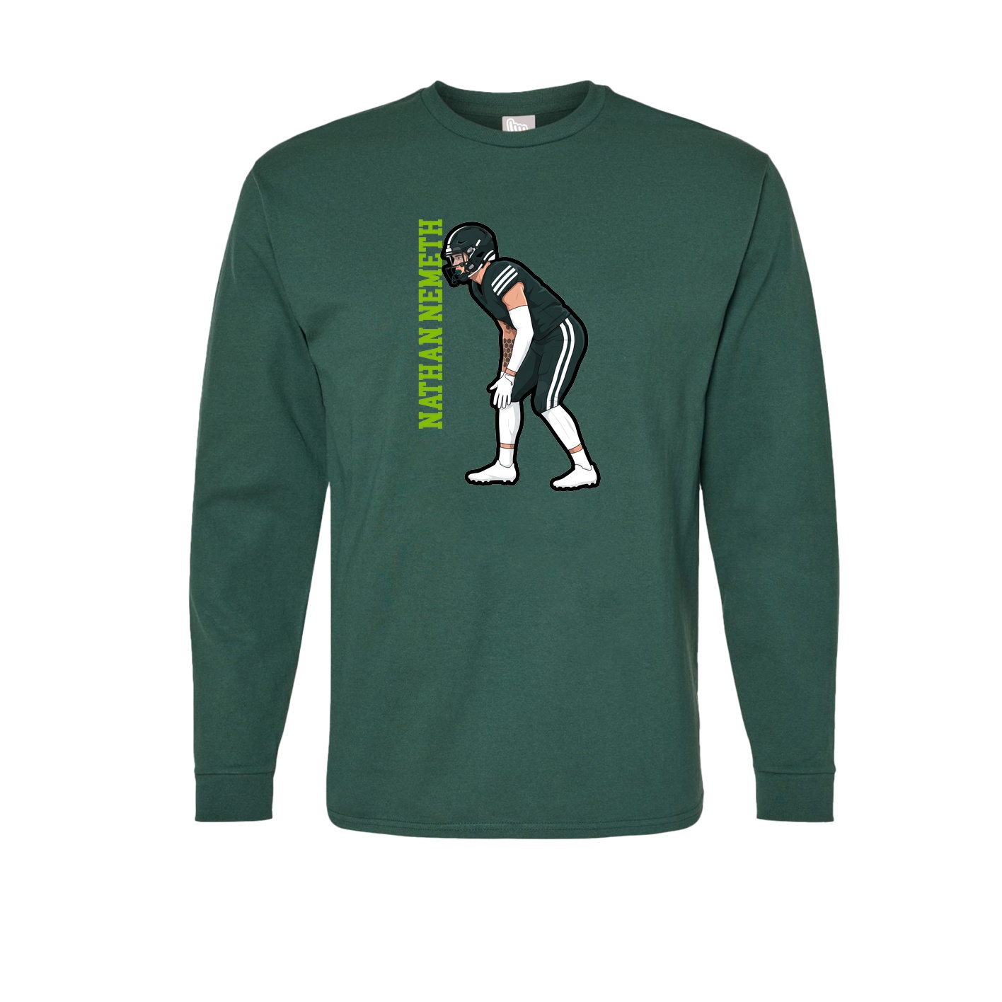 Long Sleeve Tee — Name Vertical in Green