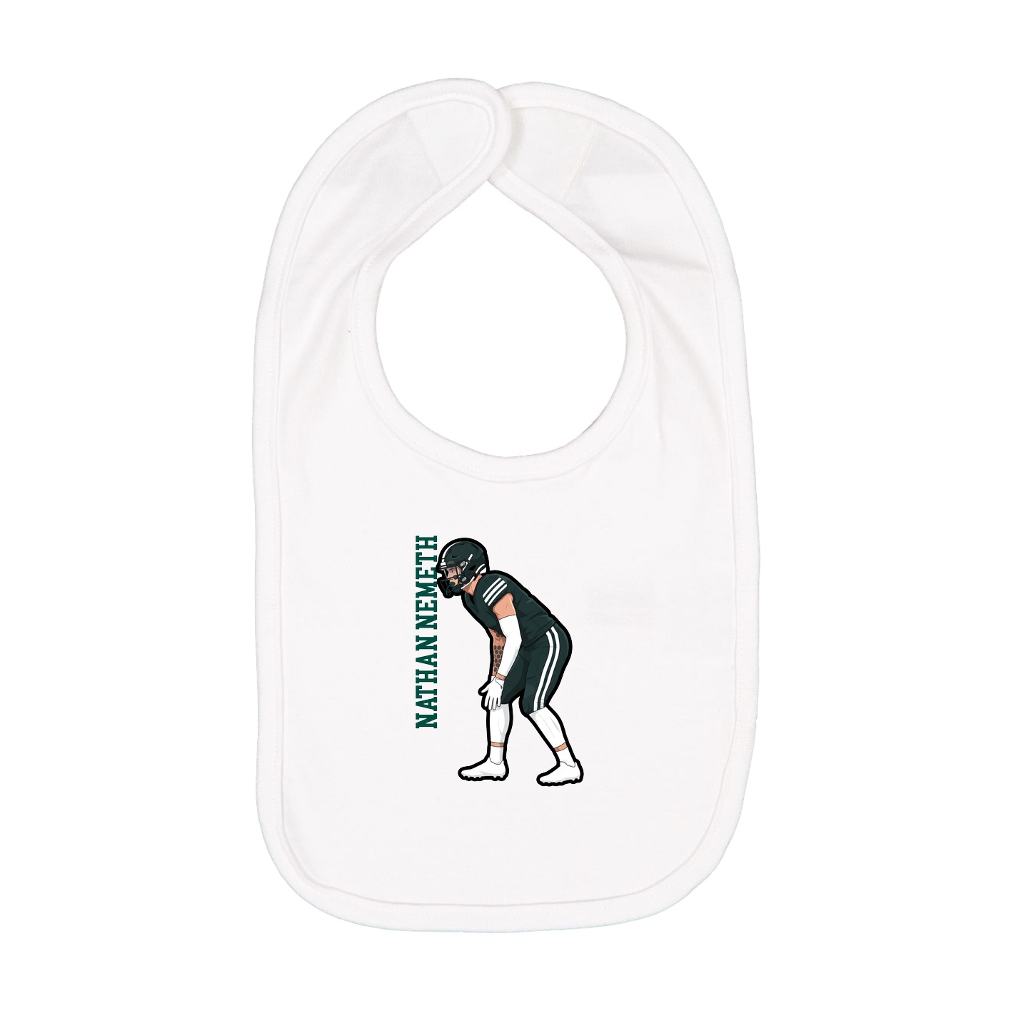 Infant Bib — Name Vertical in White