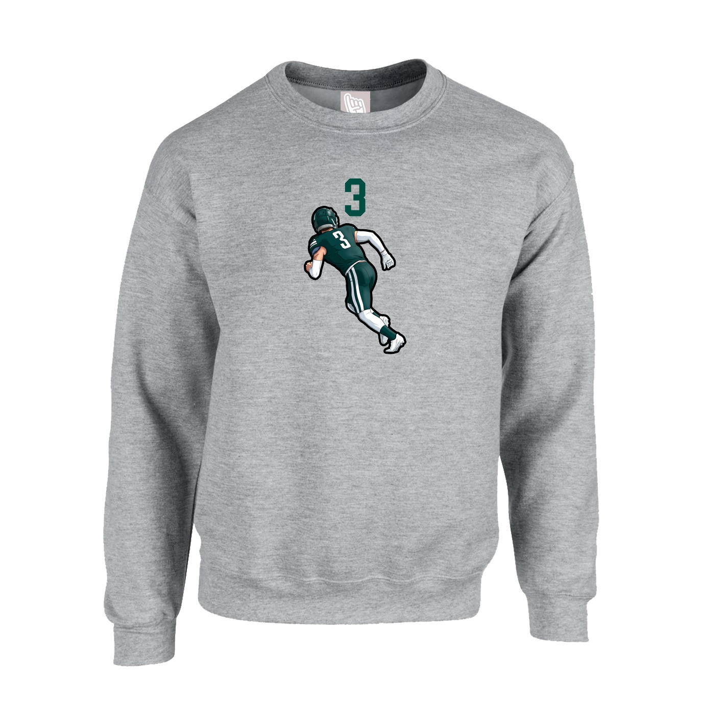 Fleece Crew — Number Top in Grey
