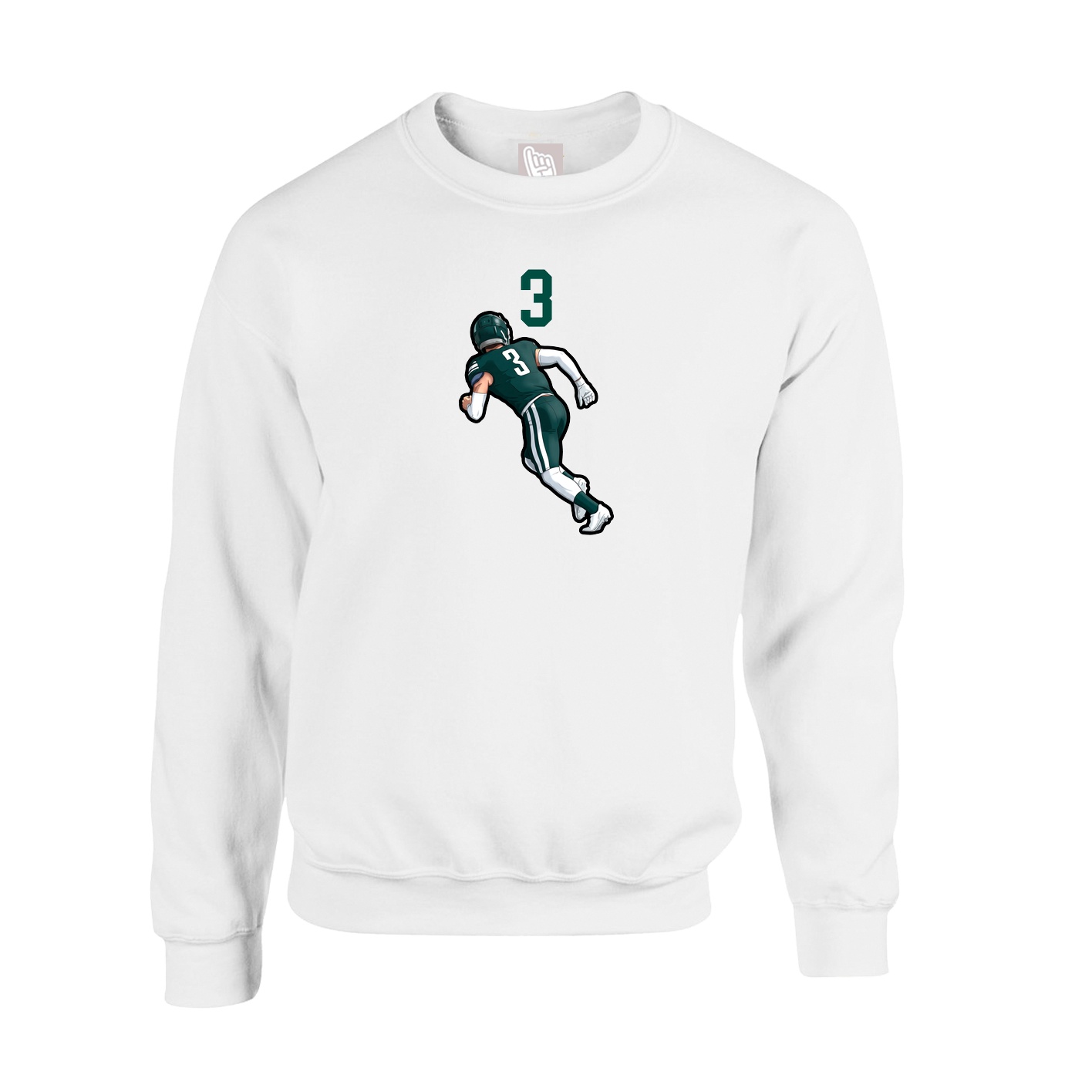Fleece Crew — Number Top in White