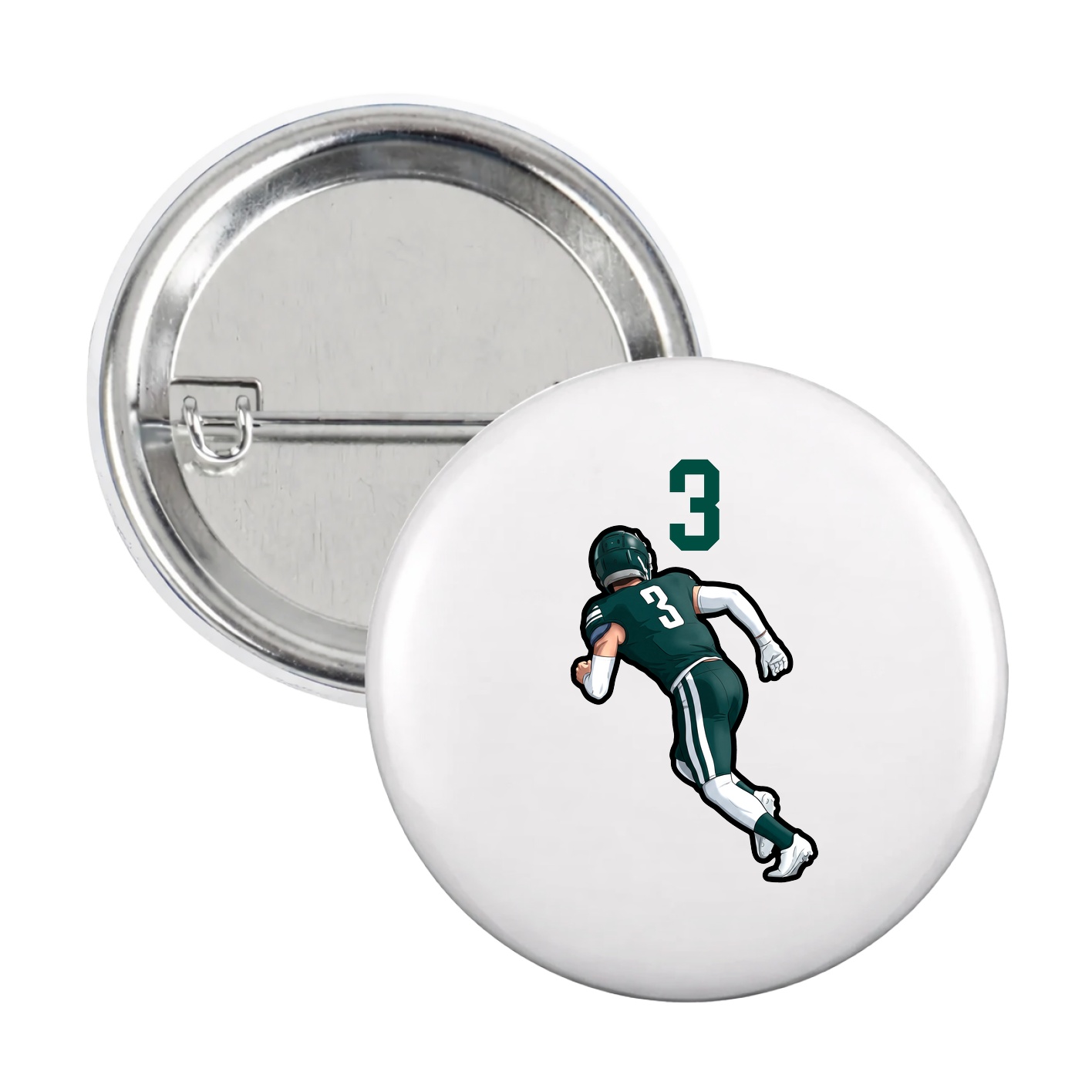 Game Day Button — Number Top in White