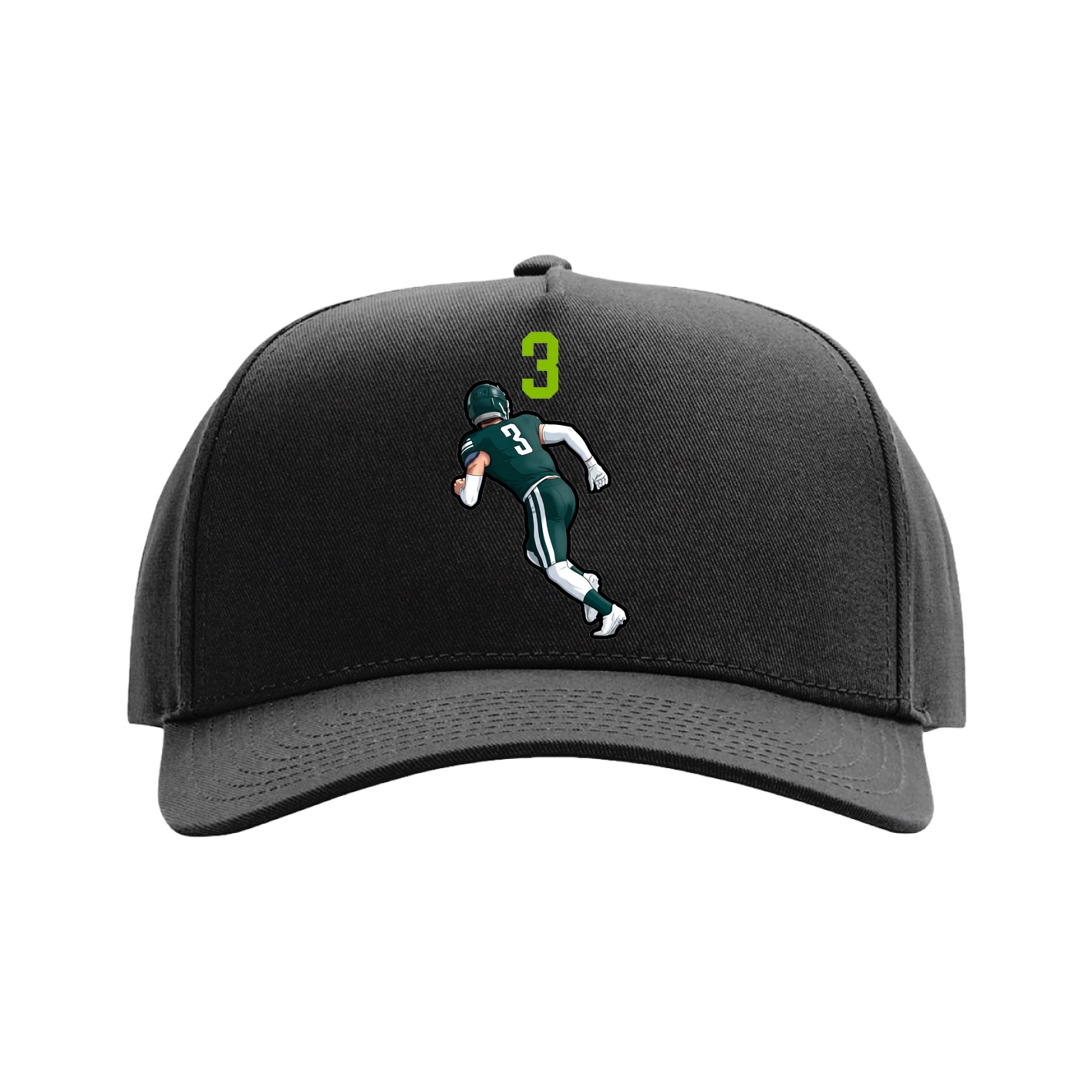 Full Fabric Five-Panel Champ Cap — Number Top in Black