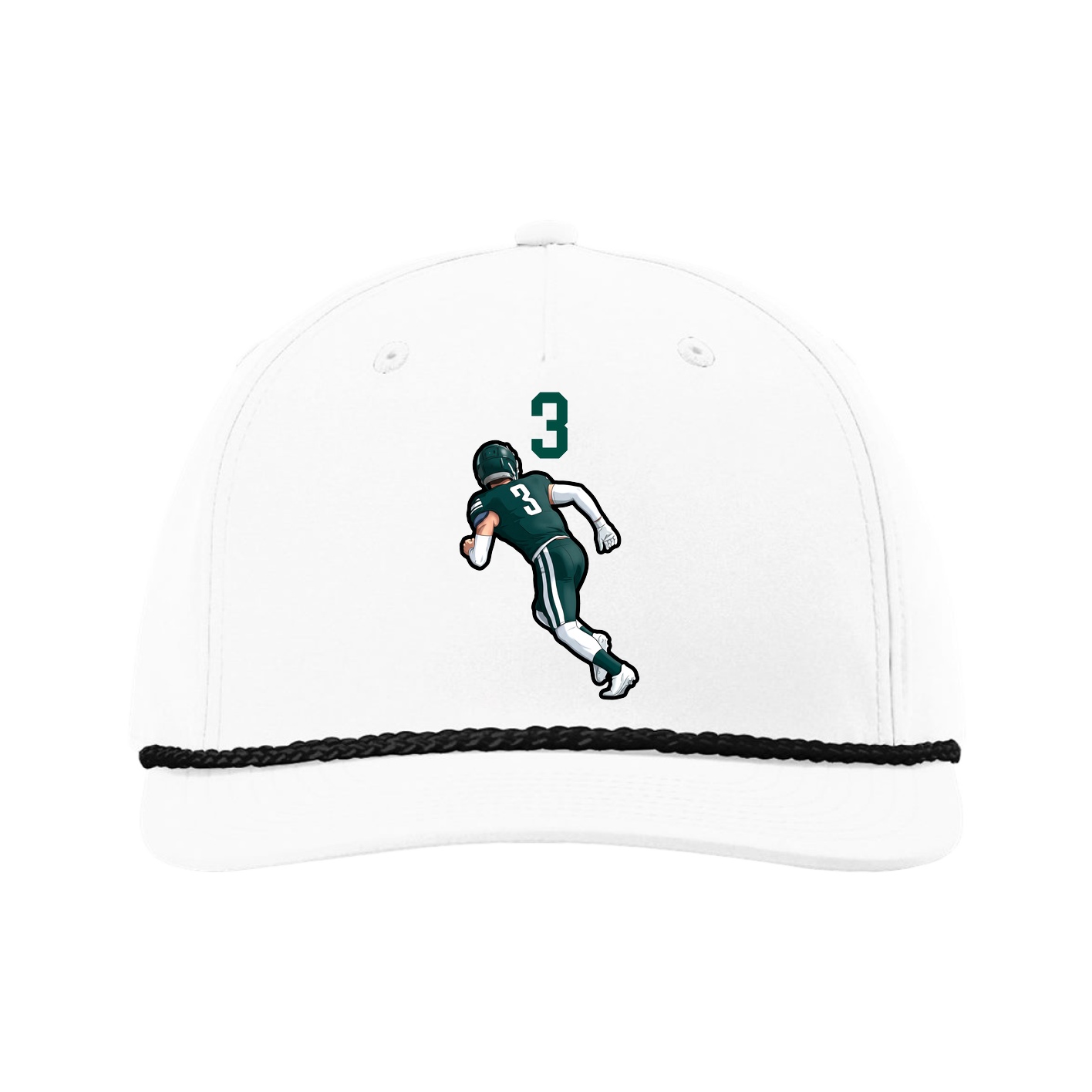 Five-Panel Classic Rope Cap — Number Top in White