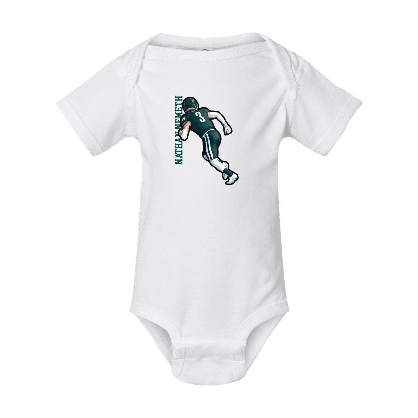 Baby Onesie — Name Vertical in White