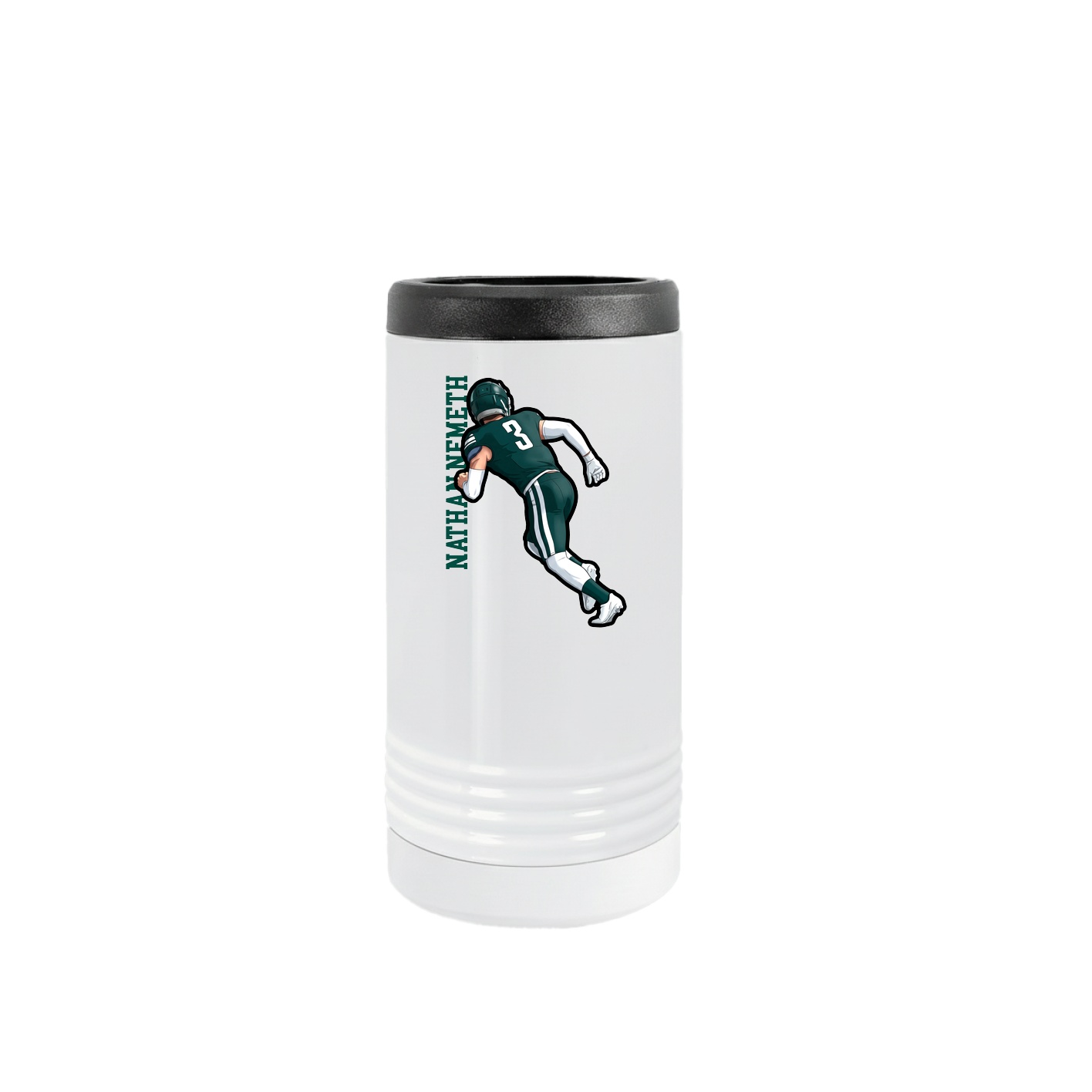 Slim Beverage Holder — Name Vertical in White