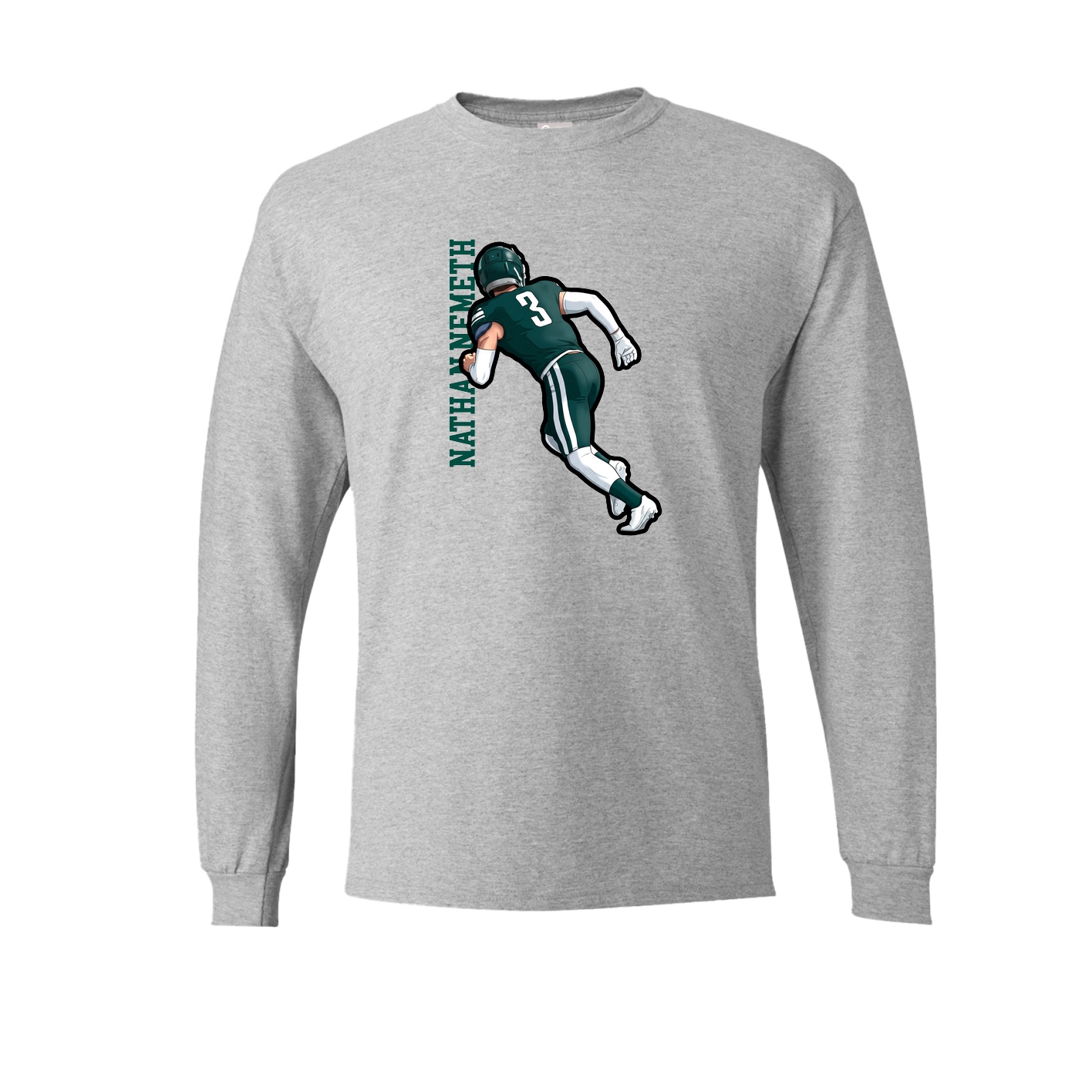 Long Sleeve Tee — Name Vertical in Grey