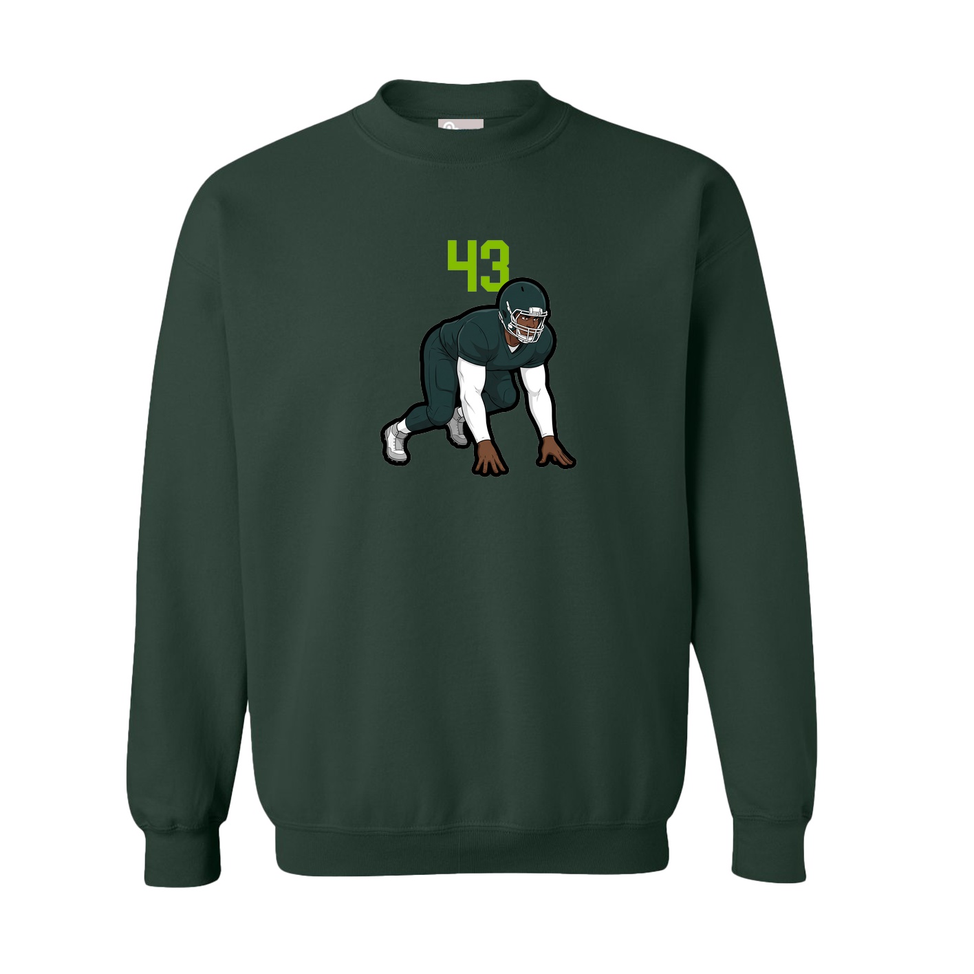 Fleece Crew — Number Top in Green