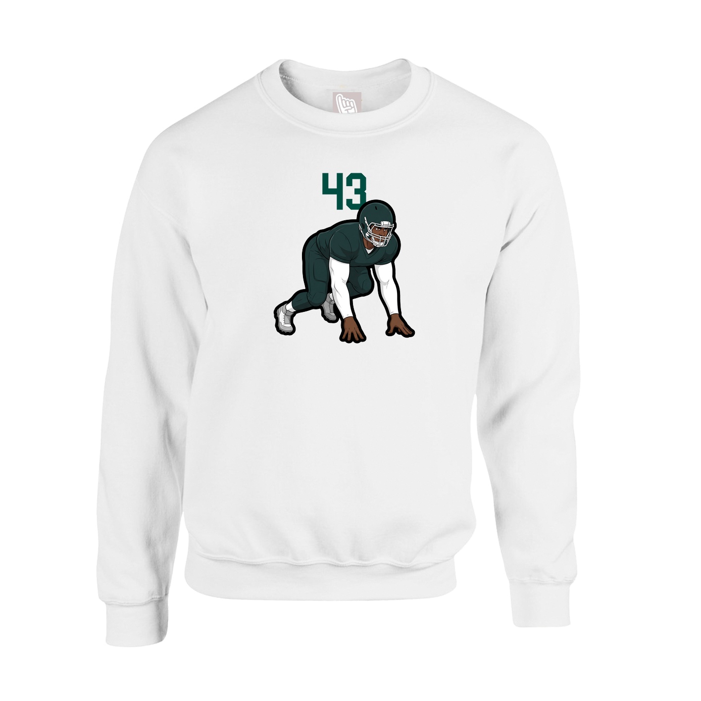 Fleece Crew — Number Top in White