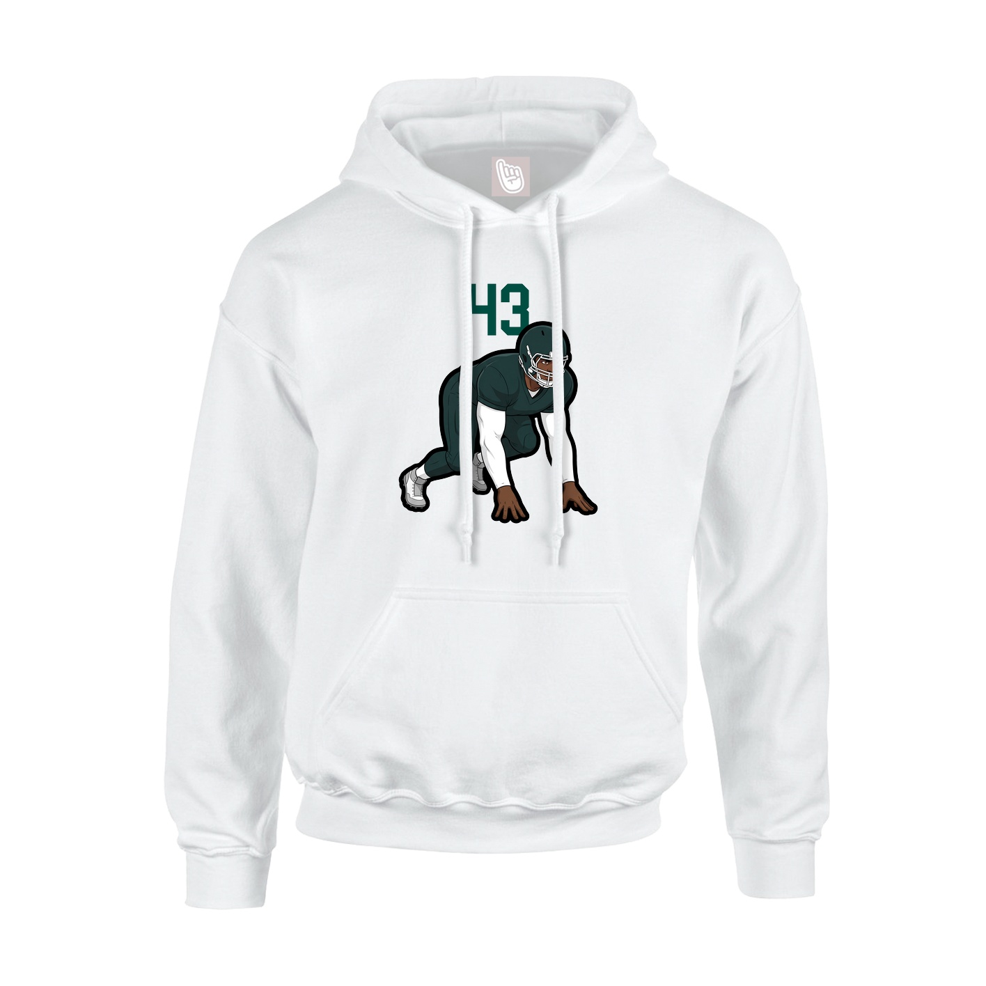 Youth Hoodie — Number Top in White