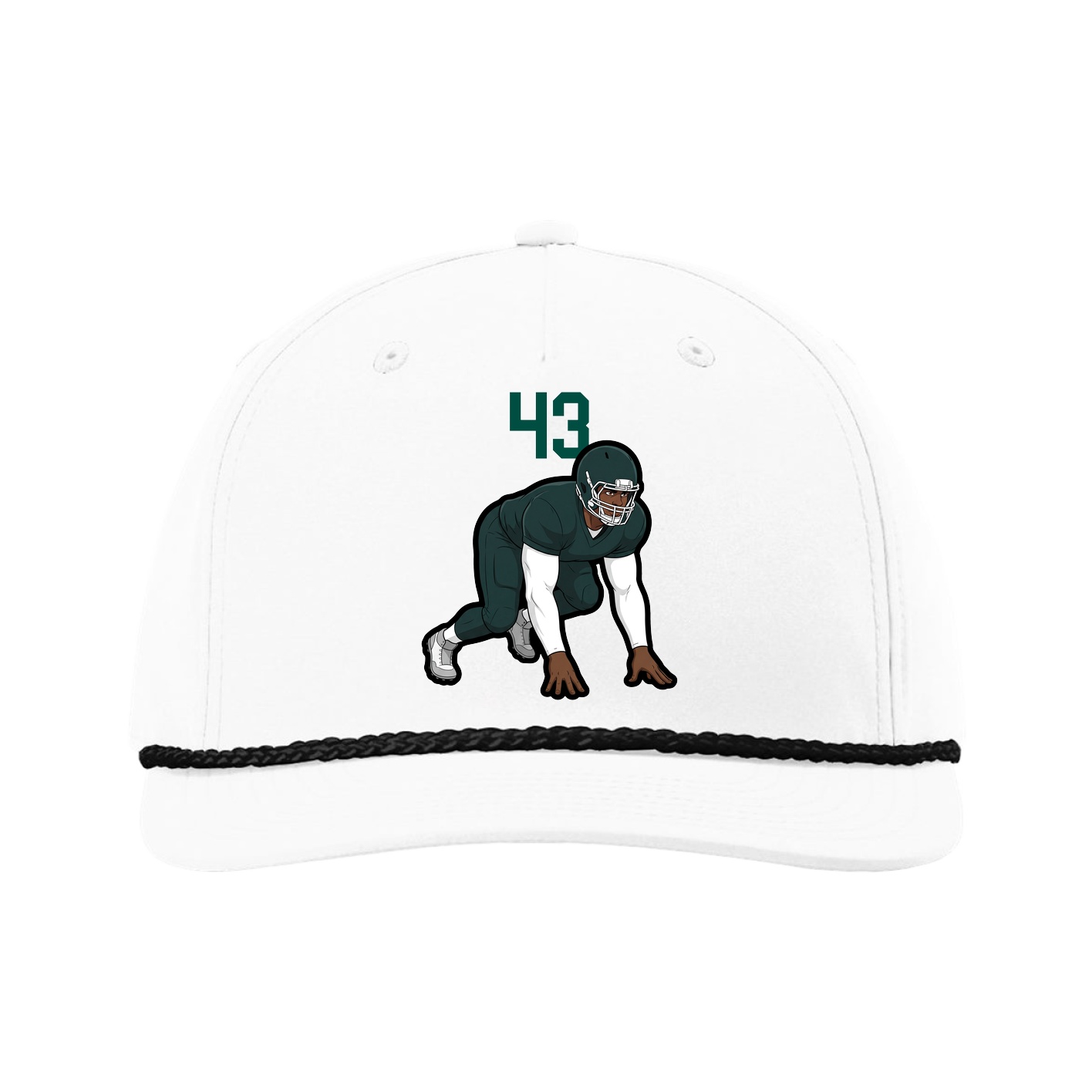 Five-Panel Classic Rope Cap — Number Top in White