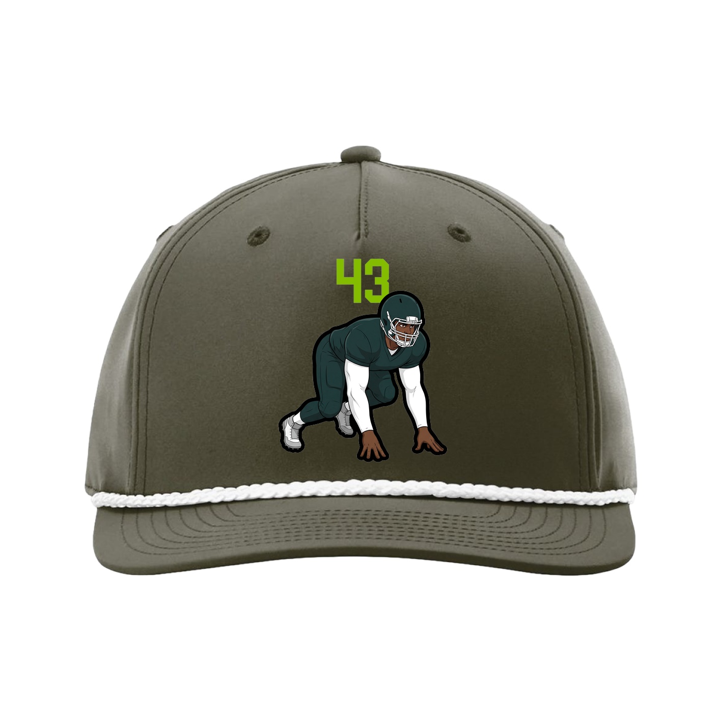 Five-Panel Classic Rope Cap — Number Top in Green