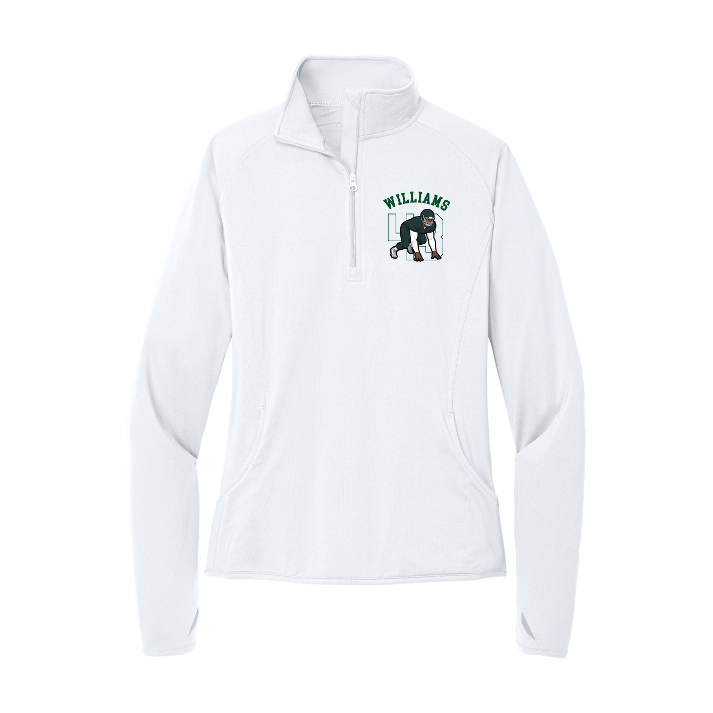 Women's Q-Zip Pullover — Shirsey Arch in White
