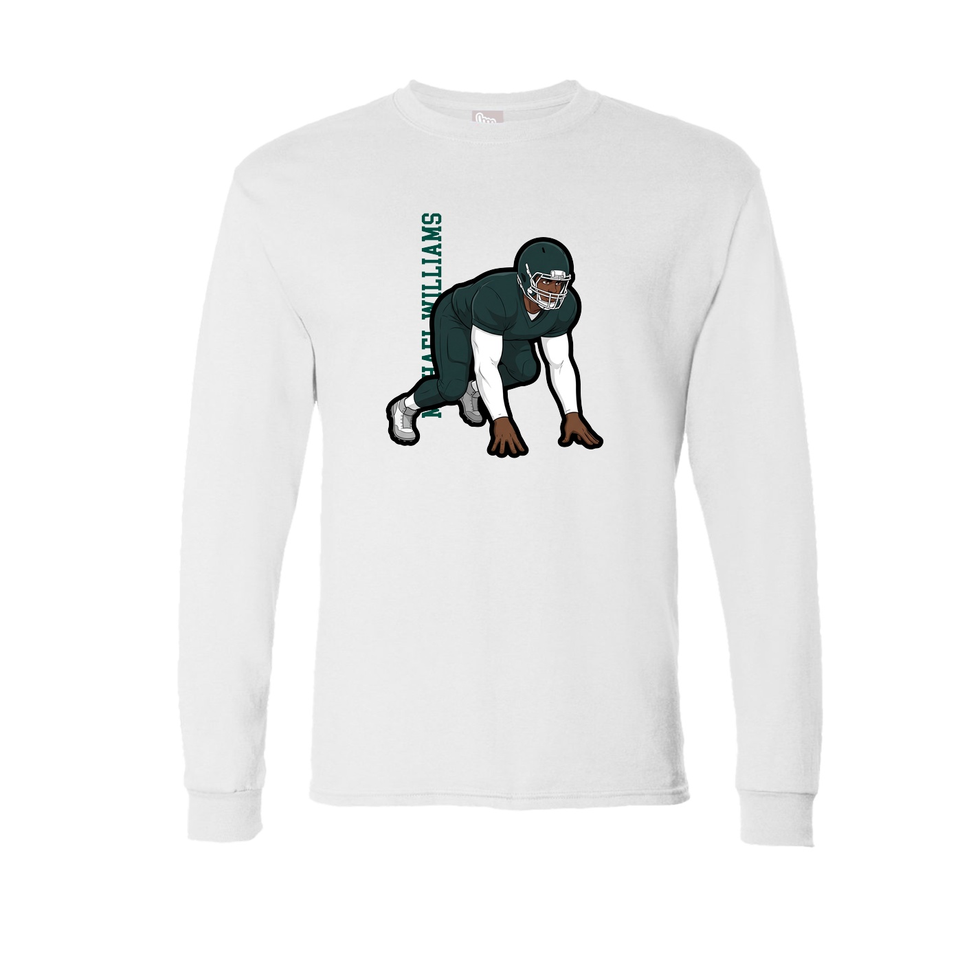 Long Sleeve Tee — Name Vertical in White