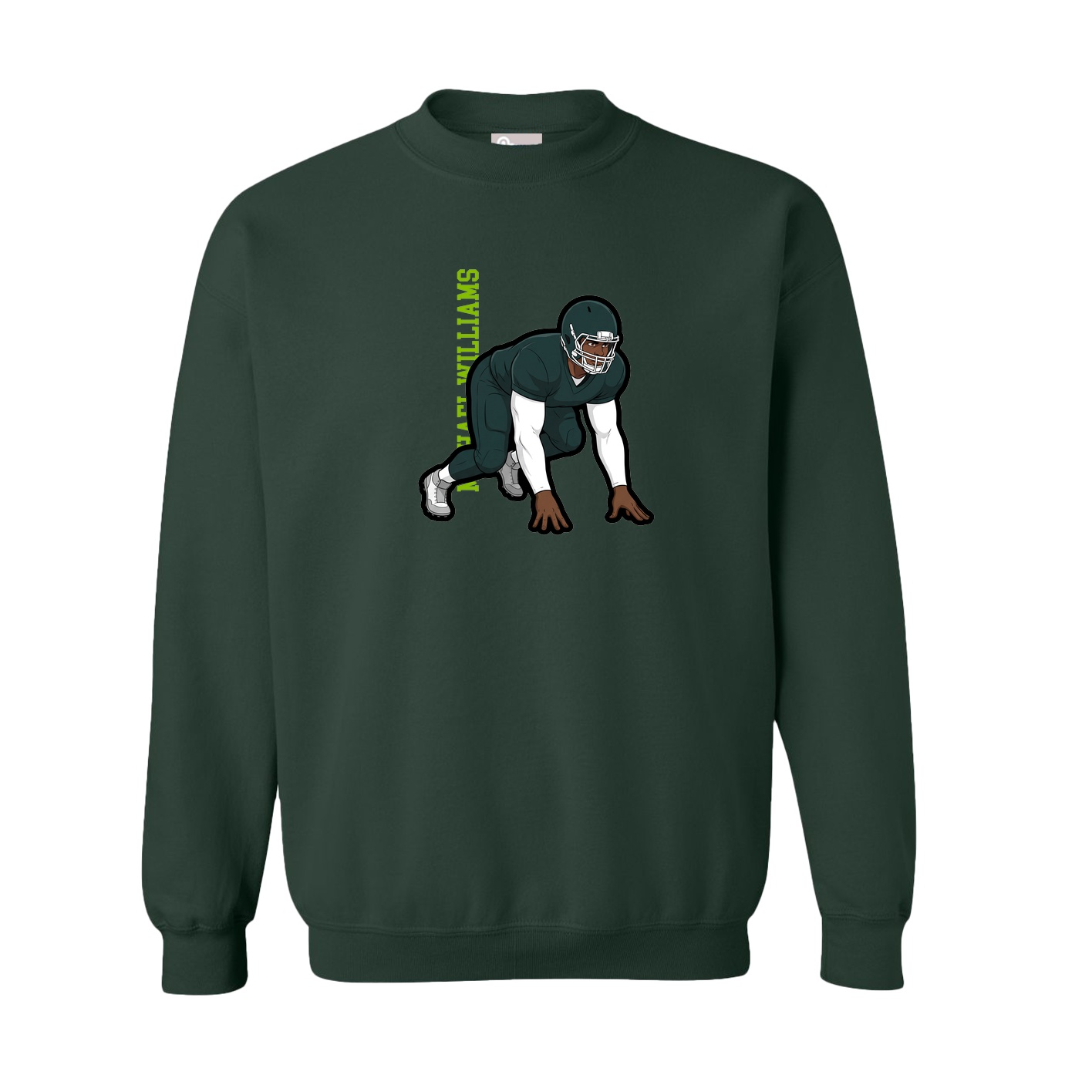 Fleece Crew — Name Vertical in Green