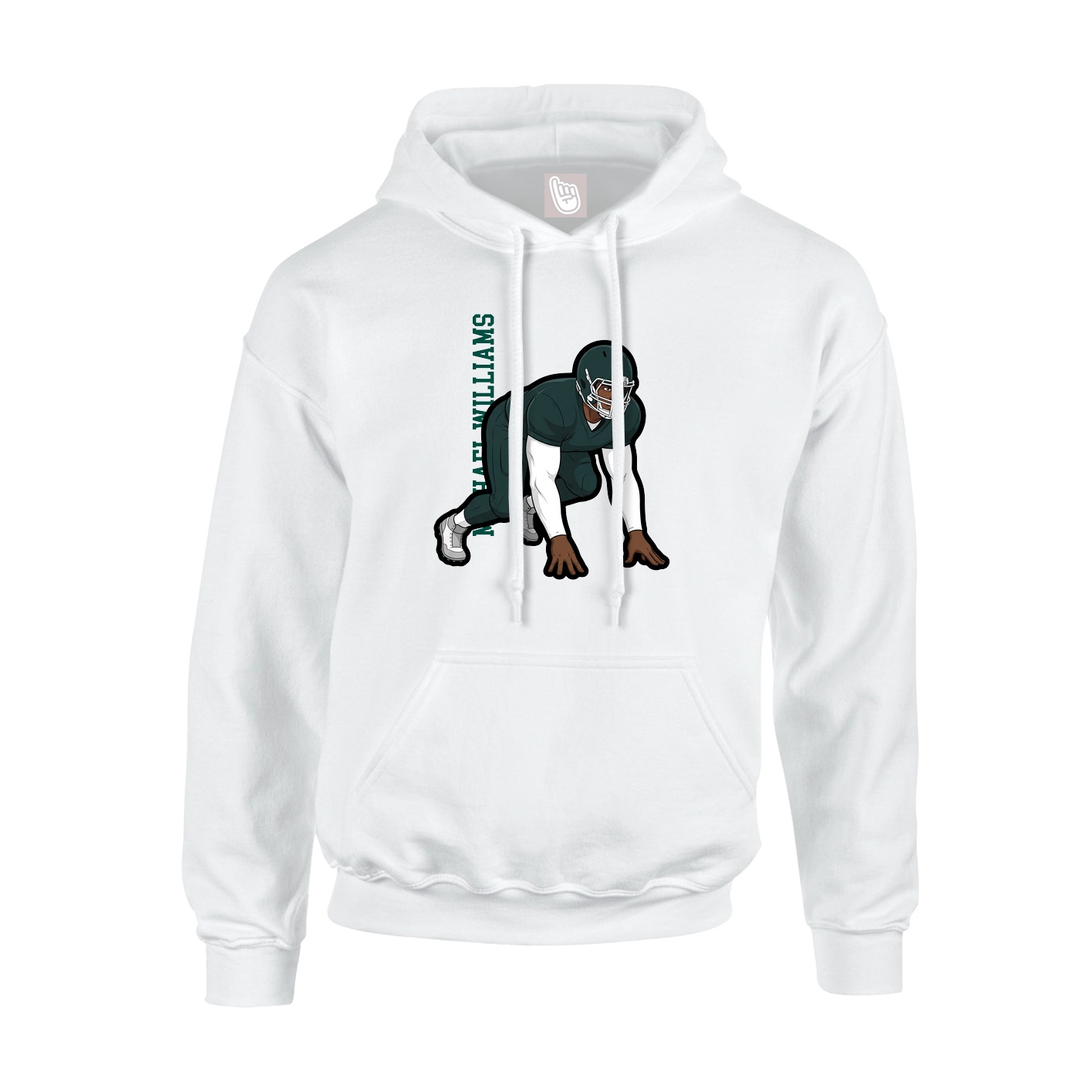Youth Hoodie — Name Vertical in White