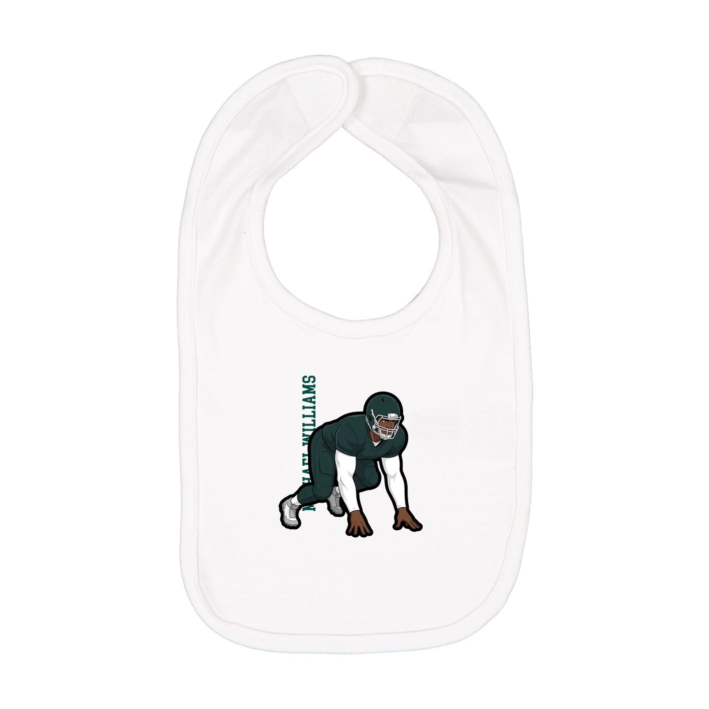 Infant Bib — Name Vertical in White