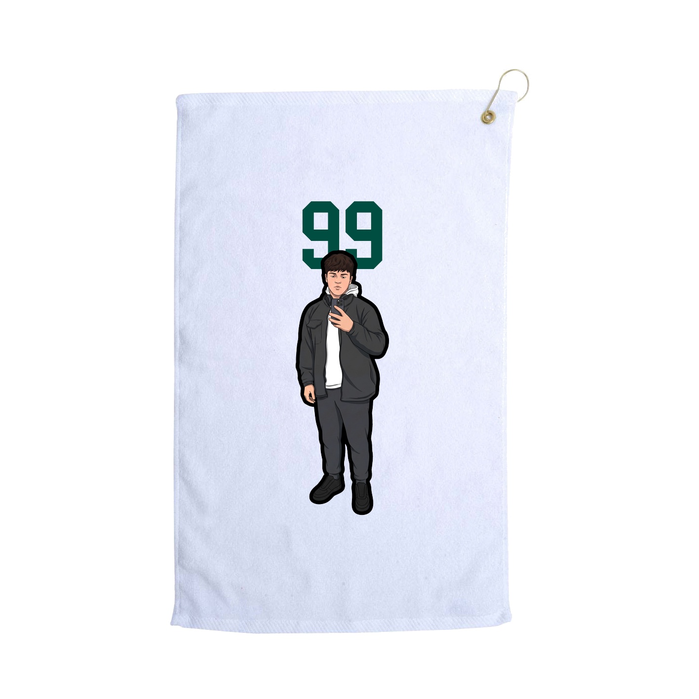 Golf Towel — Number Top in White