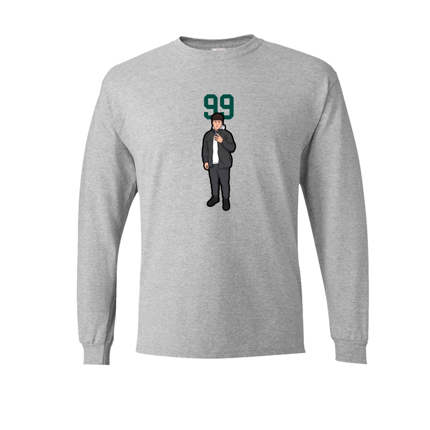 Long Sleeve Tee — Number Top in Grey